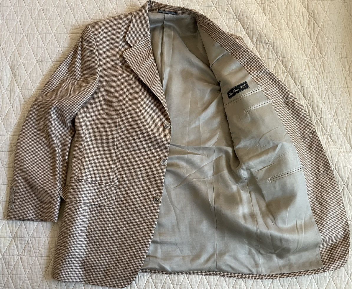 Ermenegildo Zegna × Vintage Houndstooth Check Silk & Camelhair Jacket Size 38R - 2 Thumbnail