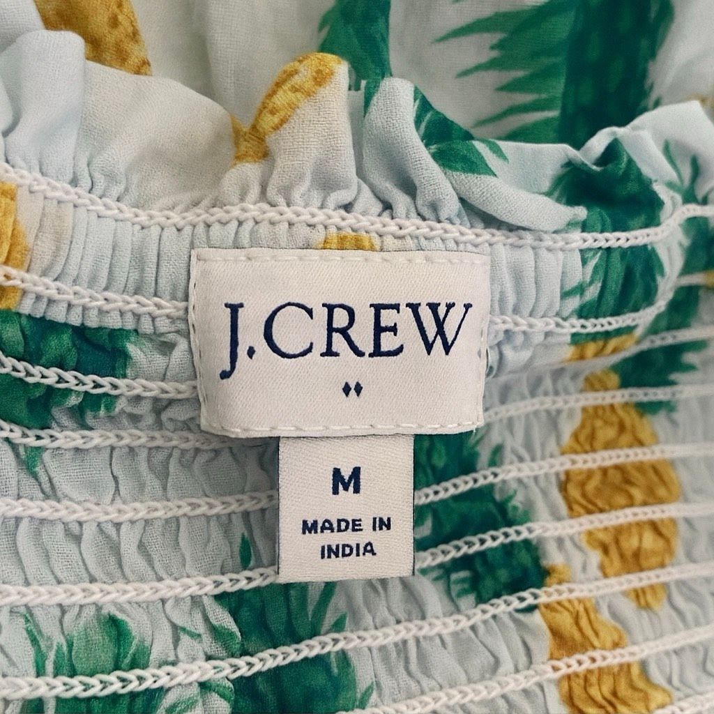 J.Crew J.Crew Smocked Pineapple Print Tie Strap Tank Top Size M Cot Size M / US 6-8 / IT 42-44 - 5 Thumbnail