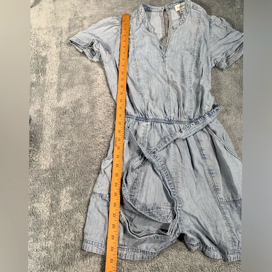 Denime Evereve Denim Romper Jumpsuit ONE-PICE Light Blue Blue S Women Small Regular Size Romper Contemporary Style Women’s Size 28" / US 6 / IT 42 - 6 Thumbnail