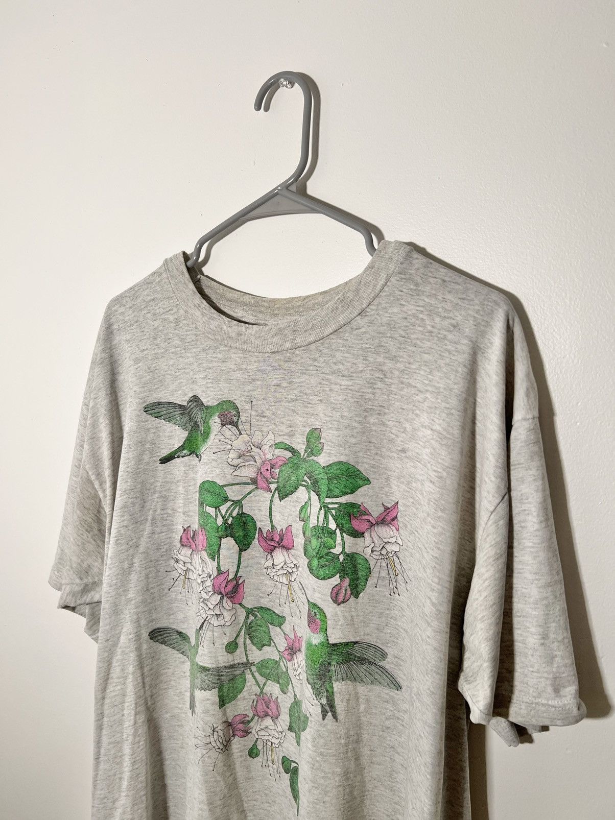 Vintage Vintage Bird + Flower Print T-Shirt Size US XL / EU 56 / 4 - 2 Thumbnail