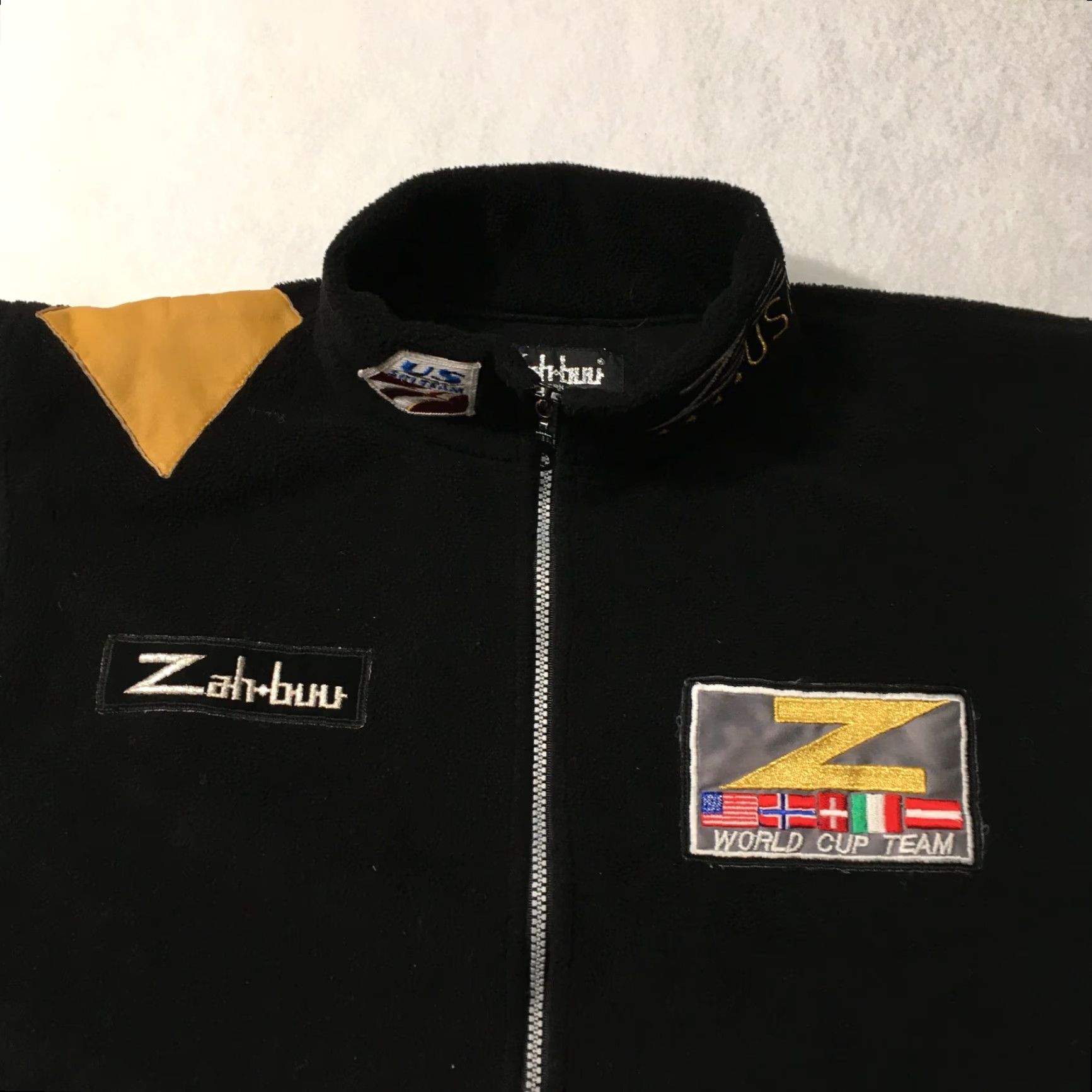 Vintage zah-buu US Ski Team Vest Zip Up Leather Shoulder Medium Black Patch Size US M / EU 48-50 / 2 - 2 Thumbnail