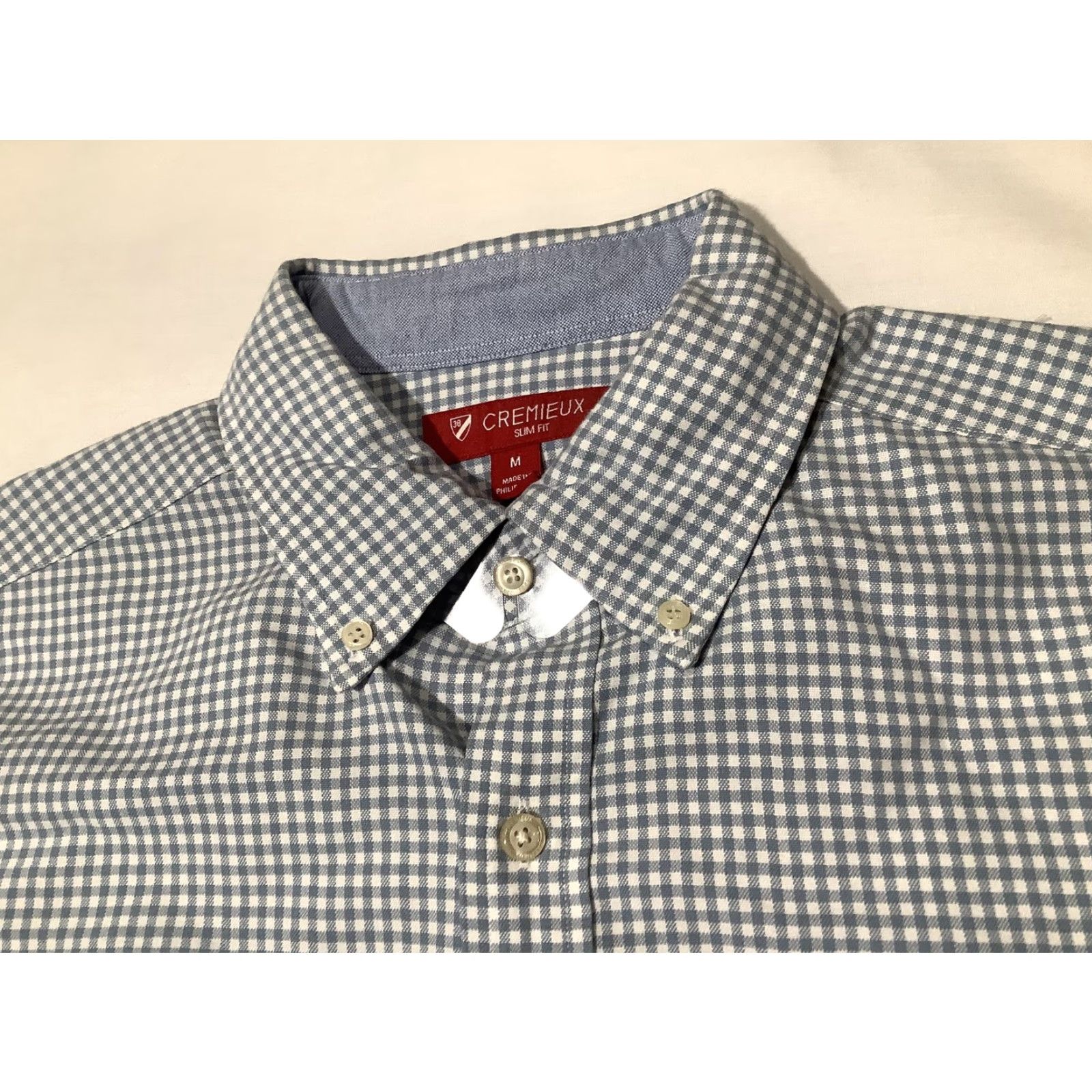 Cremieux Cremieux Shirt Mens Medium Blue Gingham Slim Fit Supima Cotton Button Front Size US M / EU 48-50 / 2 - 5 Thumbnail