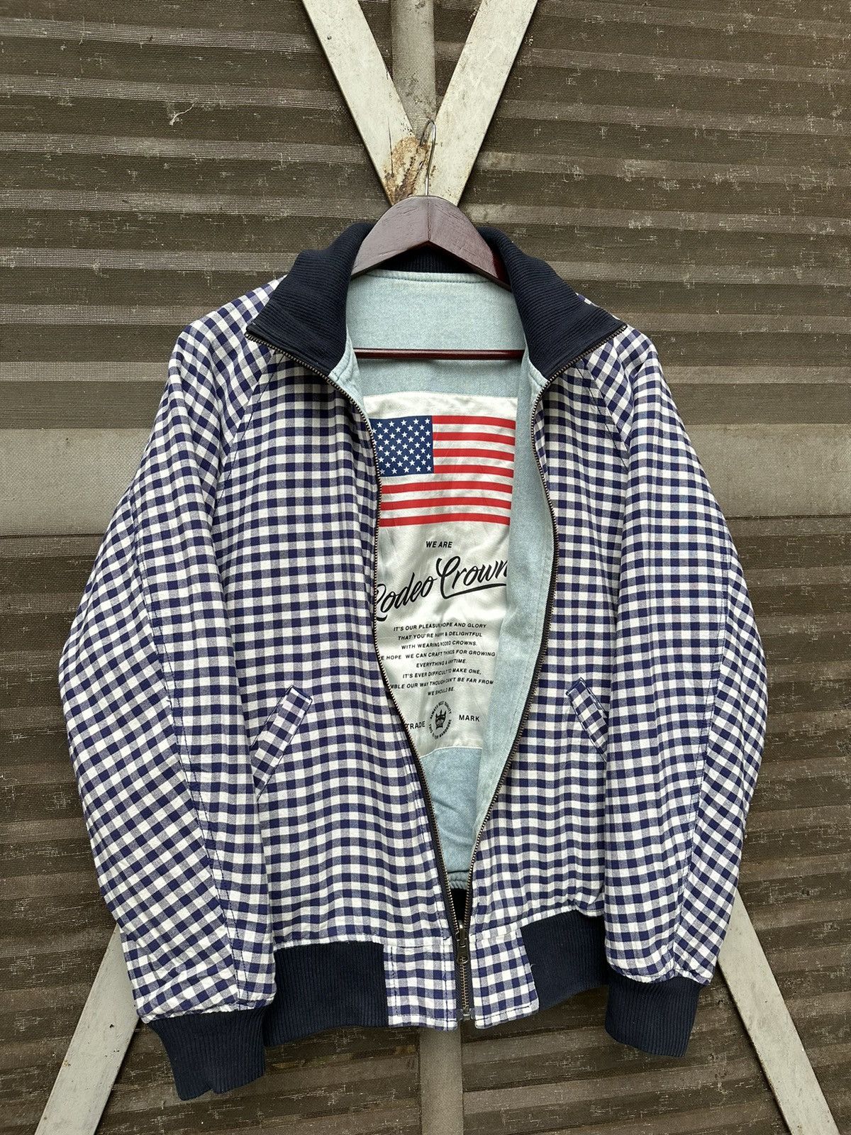 Japanese Brand 👹Rodeo Crowns Checked Reversible Bomber Jacket Size US M / EU 48-50 / 2 - 9 Thumbnail