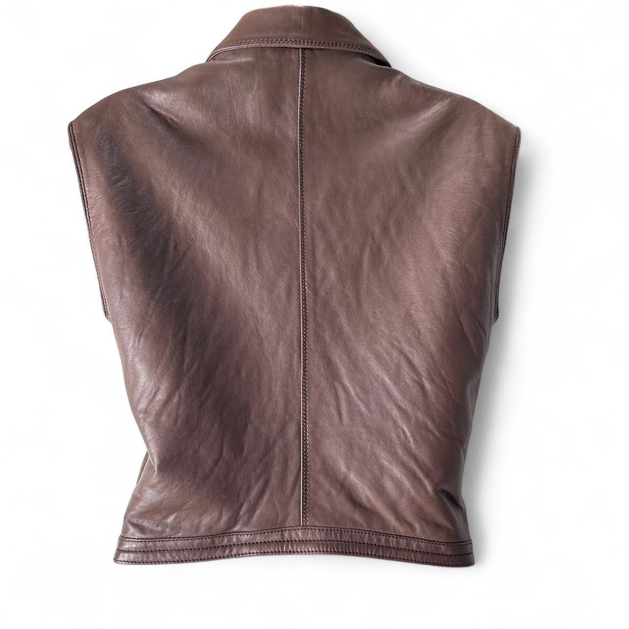 Versace Gianni Versace 80s Rare Vintage Brown Biker leather vest Size ONE SIZE - 5 Thumbnail