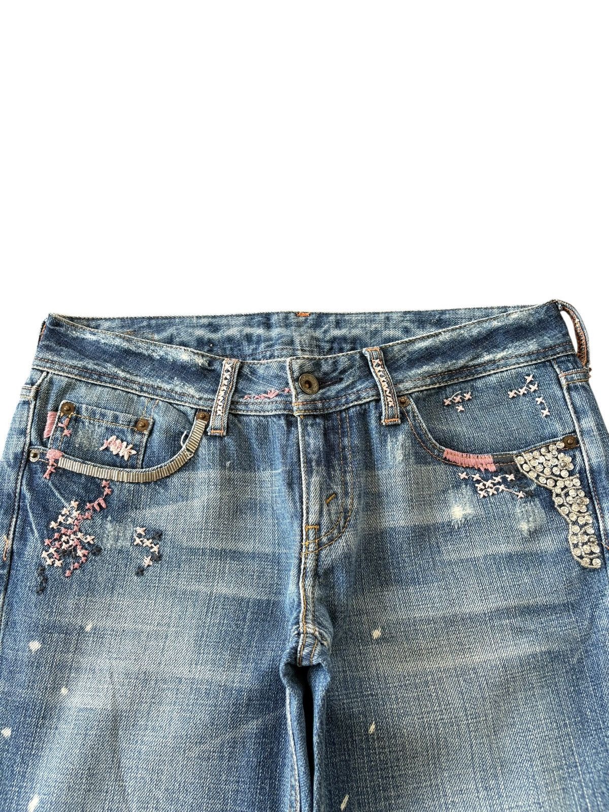 Levi's Vintage 90s Levis 553 Flare Rare Design Distressed Jeans Size 32" / US 10 / IT 46 - 4 Thumbnail