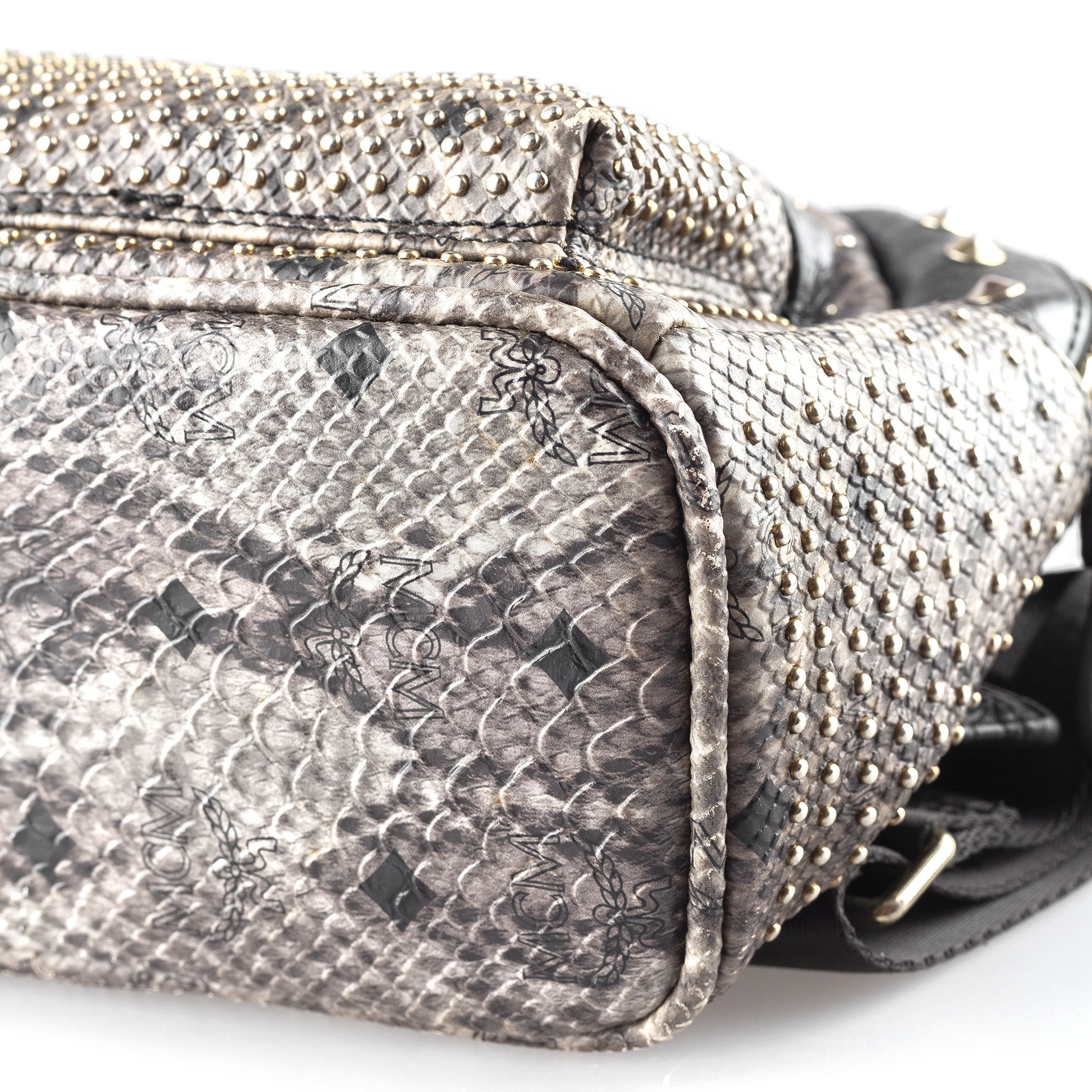 MCM MCM Gray Snakeskin Studded Backpack Size ONE SIZE - 5 Thumbnail