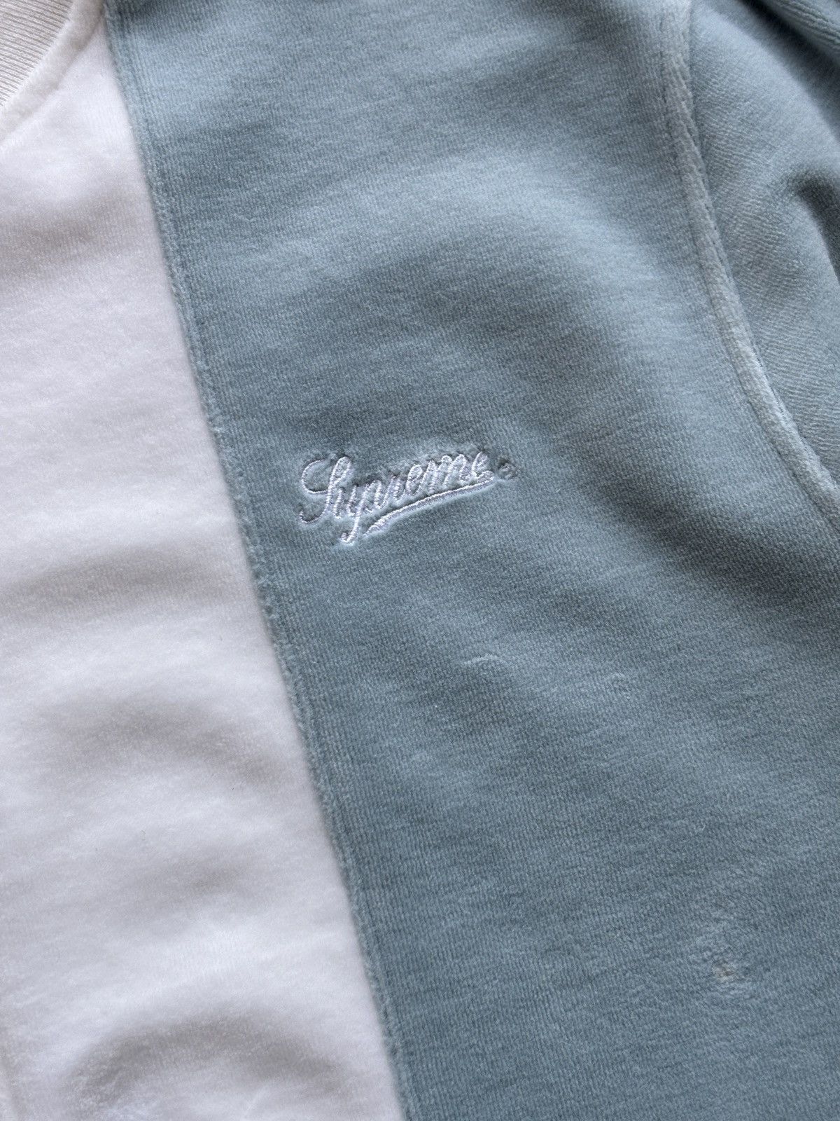 Supreme SS18 Supreme Velour Zip Up Jacket Tan Blue Small 2018 Size US M / EU 48-50 / 2 - 6 Thumbnail