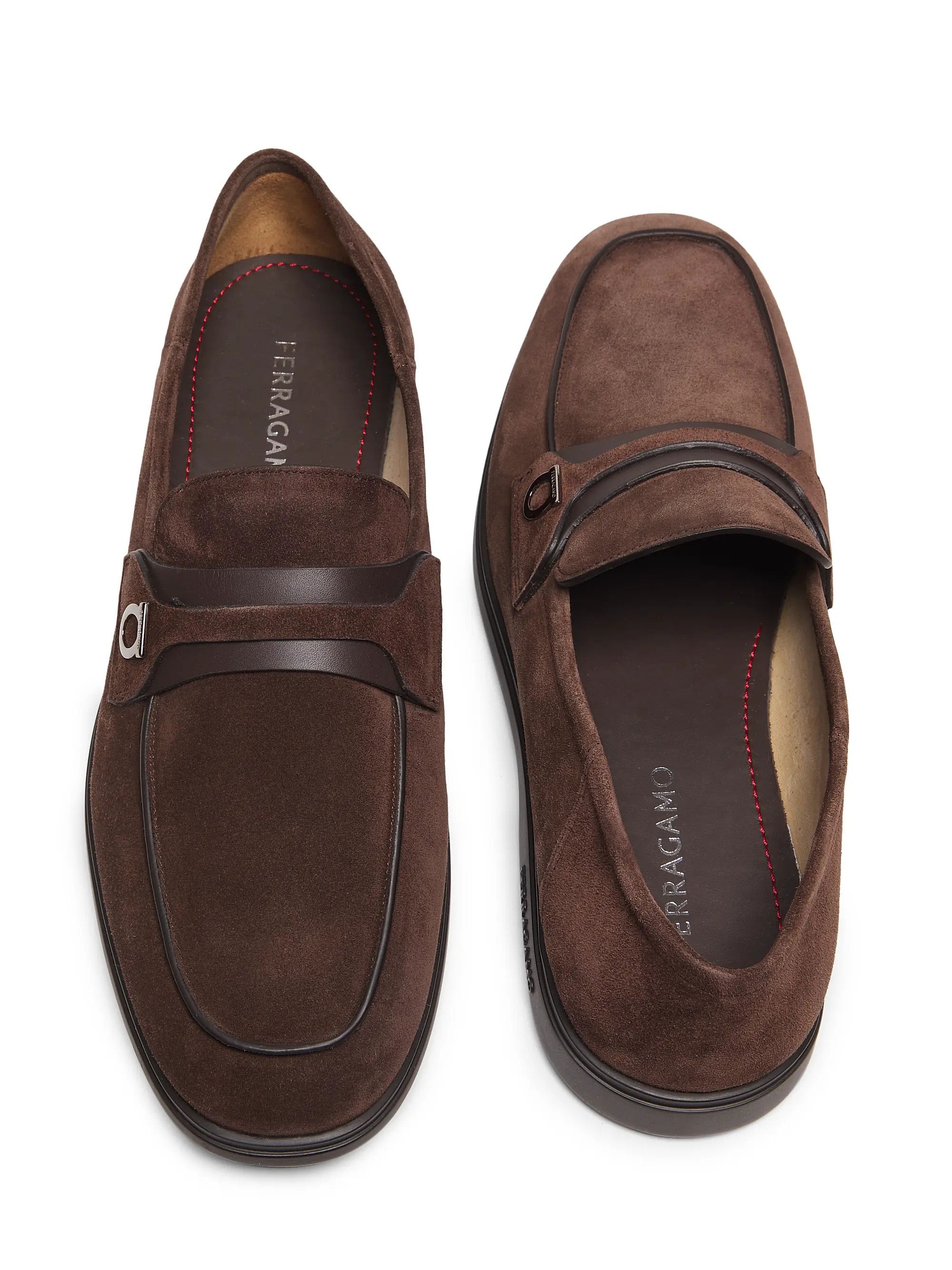 Salvatore Ferragamo os11x0226 Deconstructed Suede Loafers in Brown Size US 11.5 / EU 44-45 - 4 Thumbnail