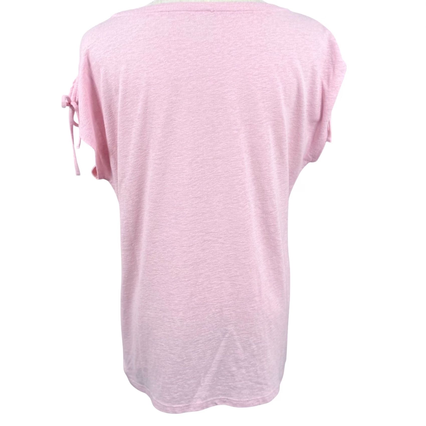 Talbots Talbots Knit Top Pink Linen Blend Scoop Neck Dolman Sleeve Cinched Shoulder T-Shirt Womens M Casual Summer Linen Blend Slub Knit Short Sleeve Comfort Size M / US 6-8 / IT 42-44 - 3 Thumbnail