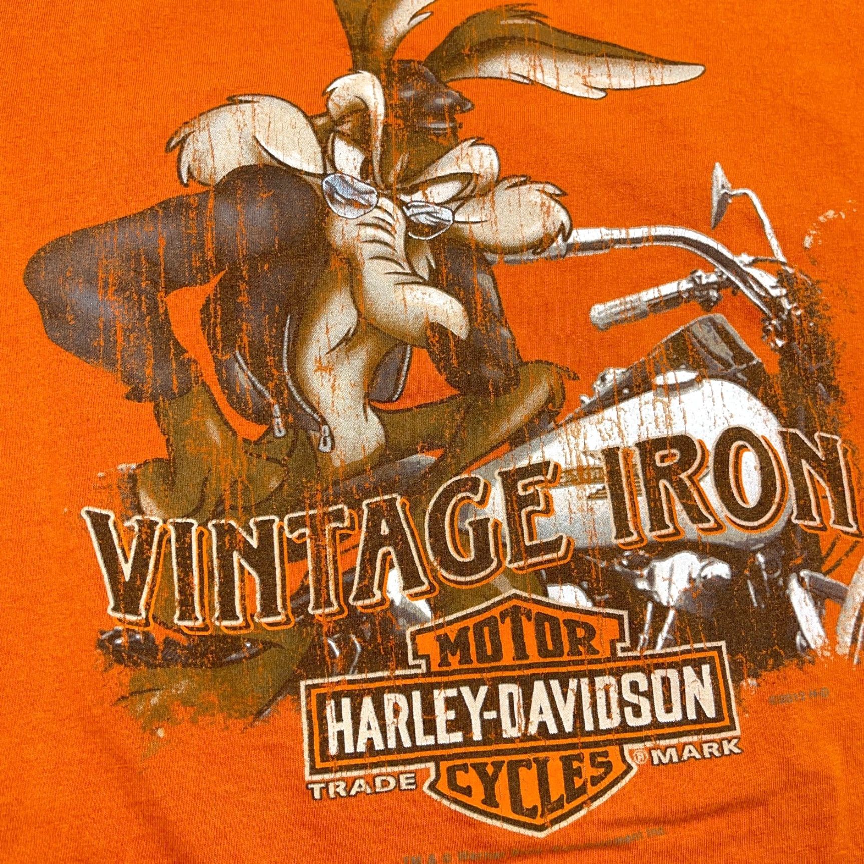 Harley Davidson Harley-Davidson Shirt Men Medium Orange Looney Tunes Vintage Iron Coyote Flames Graphic Print Short Sleeve Crew Neck T-Shirt Size US M / EU 48-50 / 2 - 6 Thumbnail