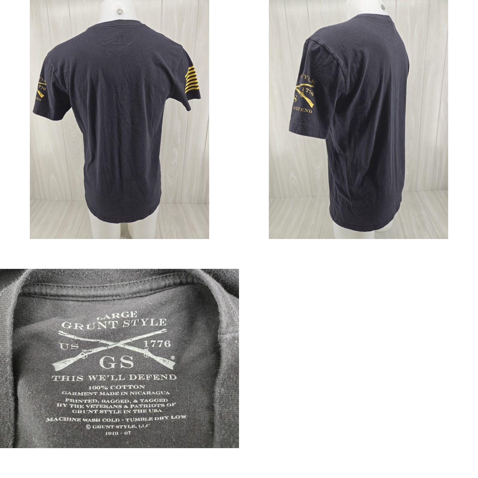Vintage Grunt Style T Shirt Large "Don't Tread on Me" Black and Yellow Mens T-Shirt L Black Snake Size US L / EU 52-54 / 3 - 8 Thumbnail