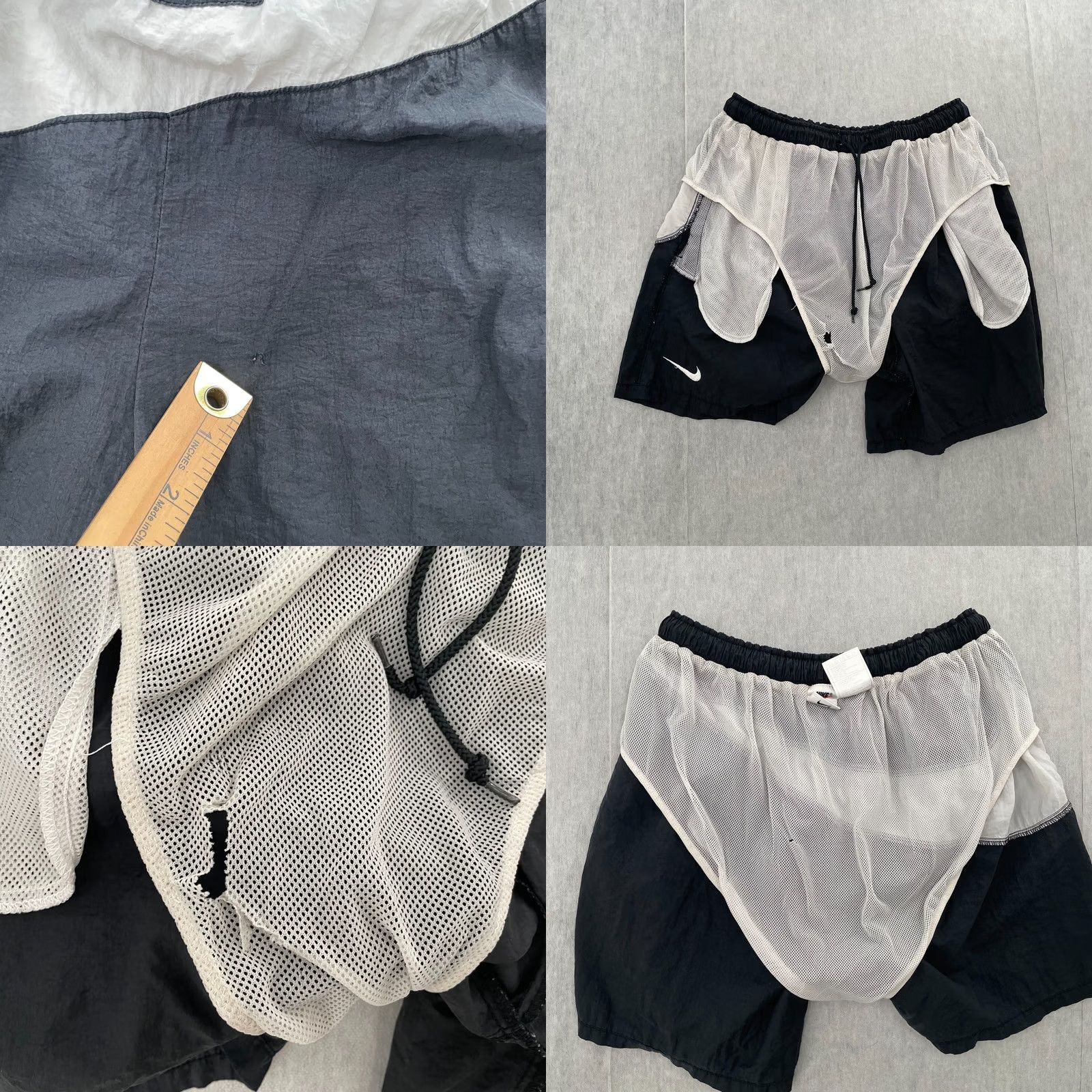 Nike VINTAGE Nike Shorts Bottom Mens XL Black Lined Swim Trunks Big Swoosh Logo Men Size US 36 / EU 52 - 8 Thumbnail
