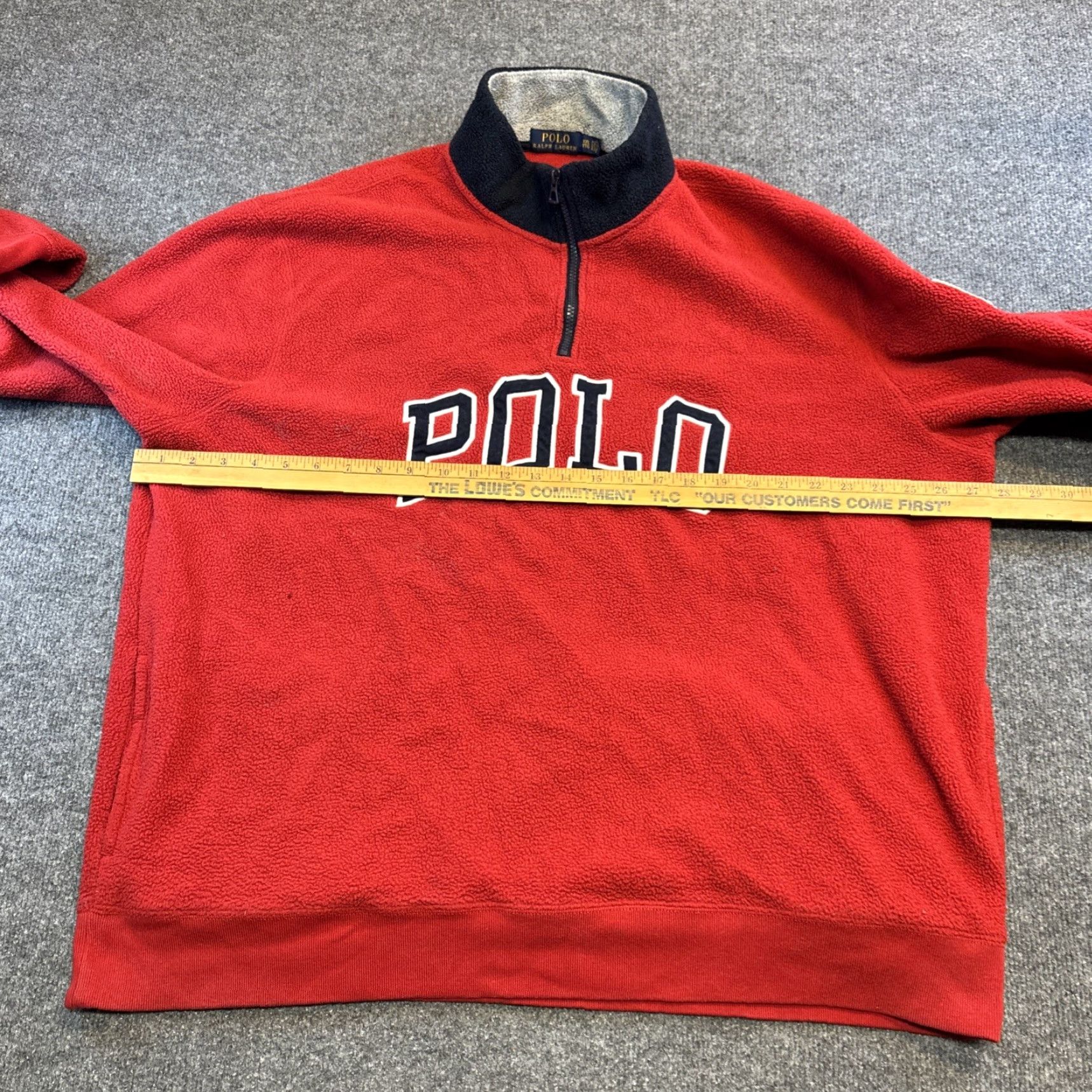 Polo Ralph Lauren Polo Ralph Lauren Mens XXL Pullover 1/4 Zip Fleece Red USA Flag Spellout Size US XXL / EU 58 / 5 - 6 Thumbnail