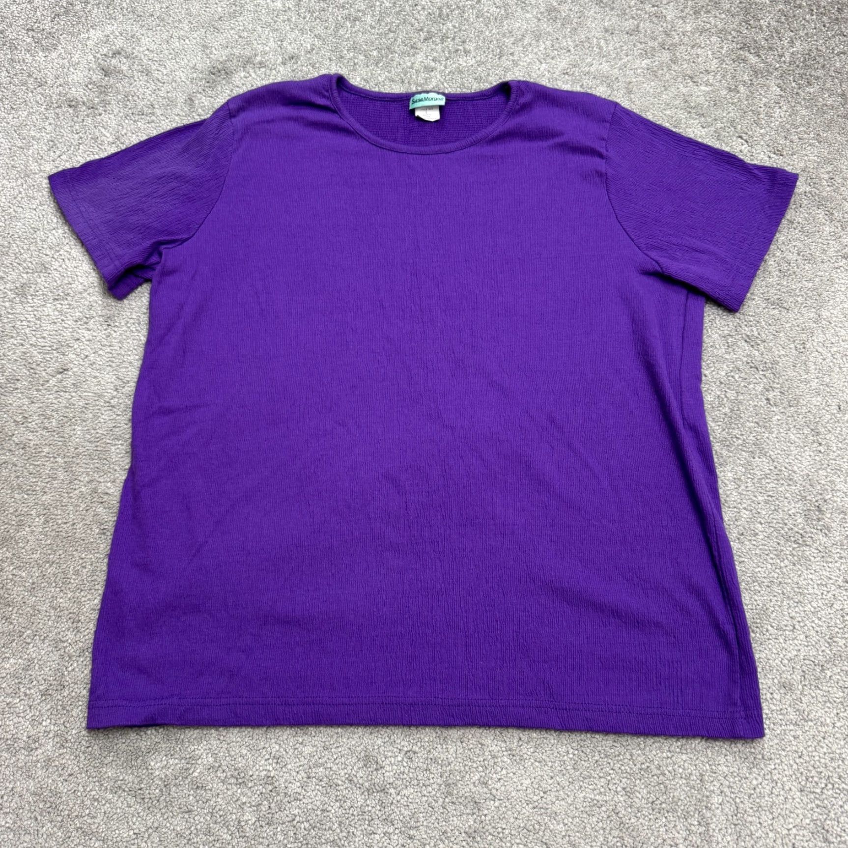 Vintage VINTAGE Sara Morgan T-Shirt Womens Large Purple Knit Basic Crew Neck Tee 90s Classic Retro Shirt Size L / US 10 / IT 46 - 2 Thumbnail