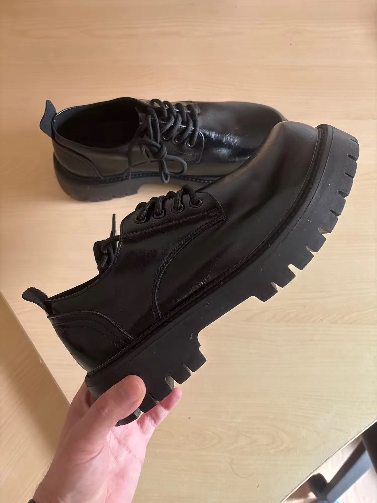 Black platform casual shoes boots gothic punk