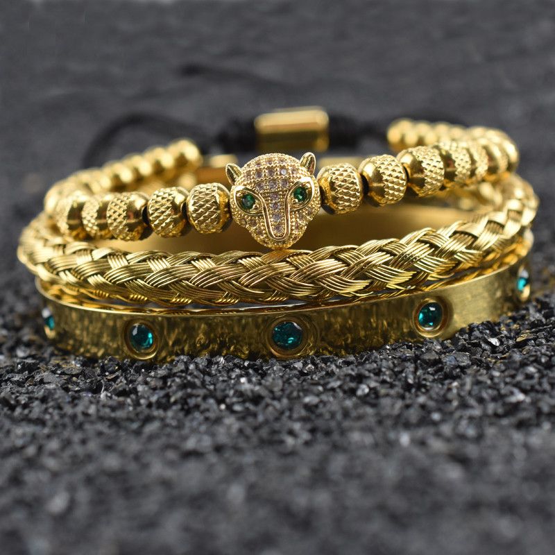 Jewelry Leopard Head Charm Crystals Stainless Steel Bracelet Size ONE SIZE - 1 Preview