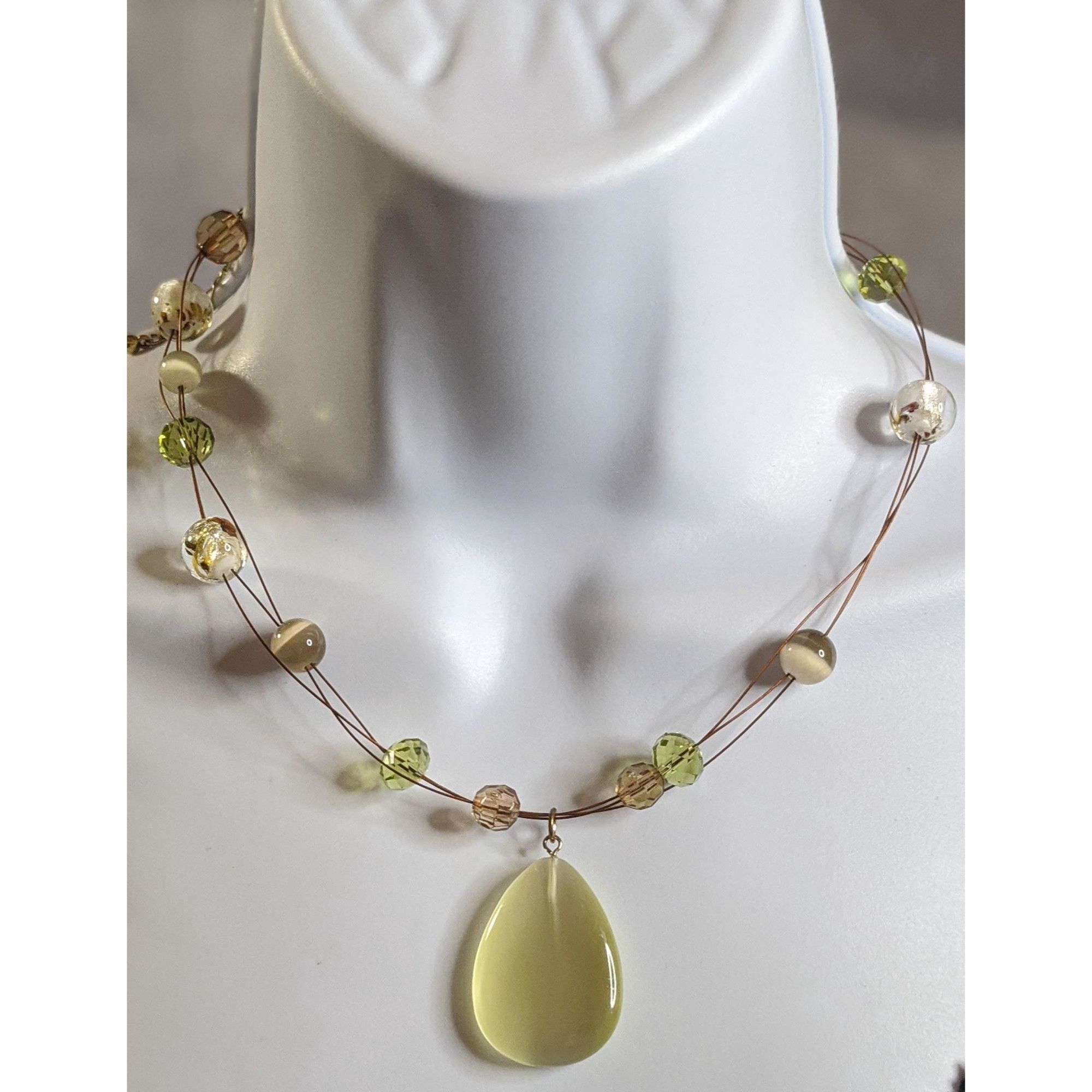 Other Spring Inspired Beaded Necklace With Yellow Teardrop Glass P Size ONE SIZE - 3 Thumbnail