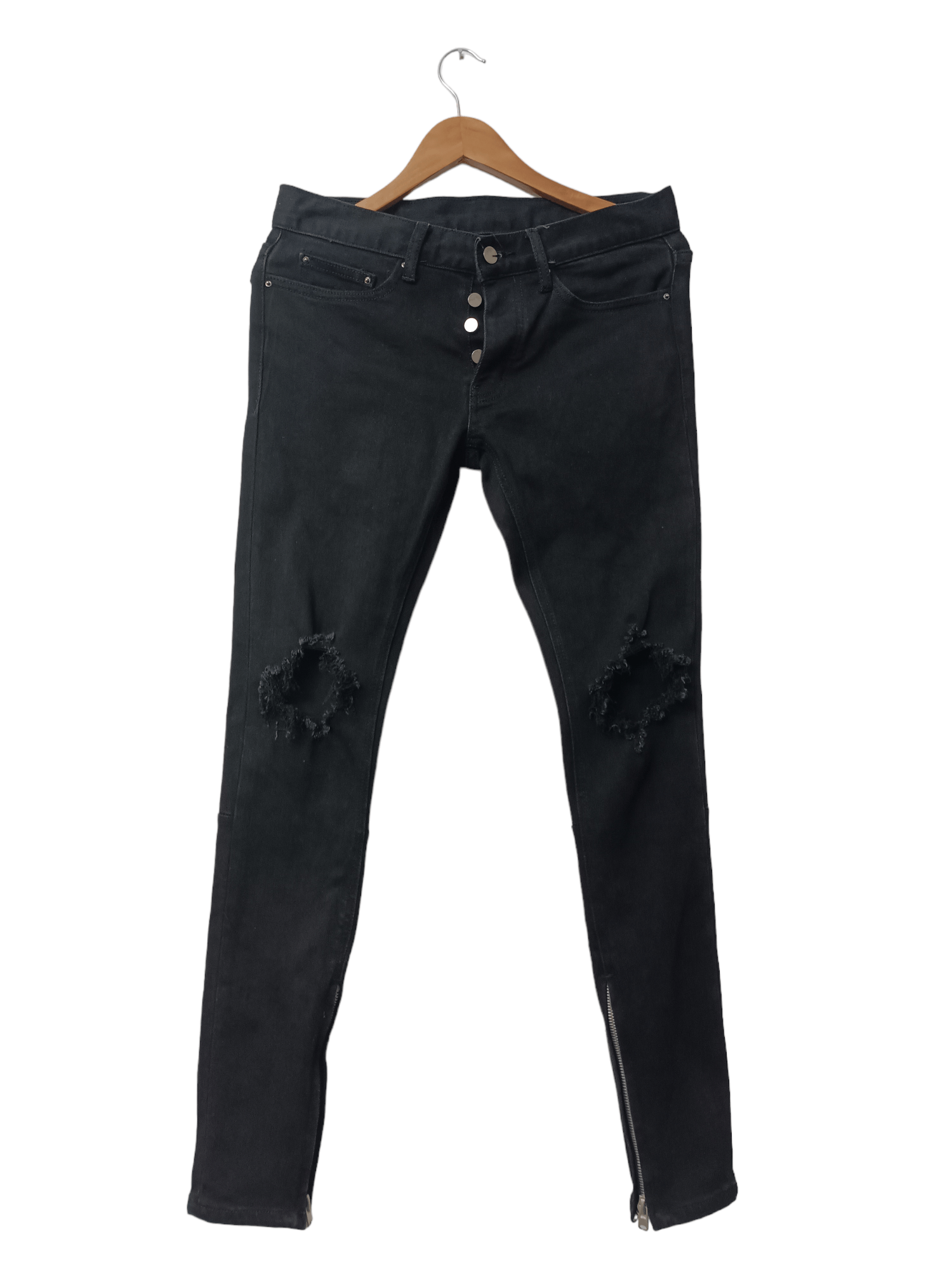 image of Mnml Zipper Punk Denim Pants in Black, Men's (Size 33)