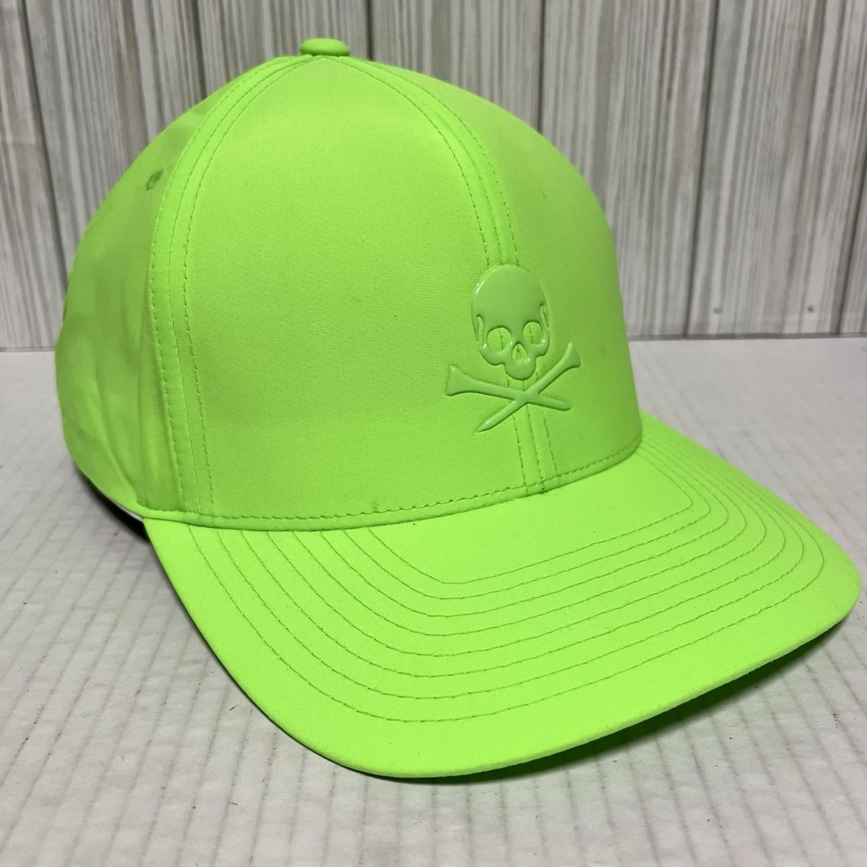 G/FORE G/FORE Golf Hat SnapBack Gecko Neon Green High Vis Silicone Skull & Crossbones Size ONE SIZE - 3 Thumbnail