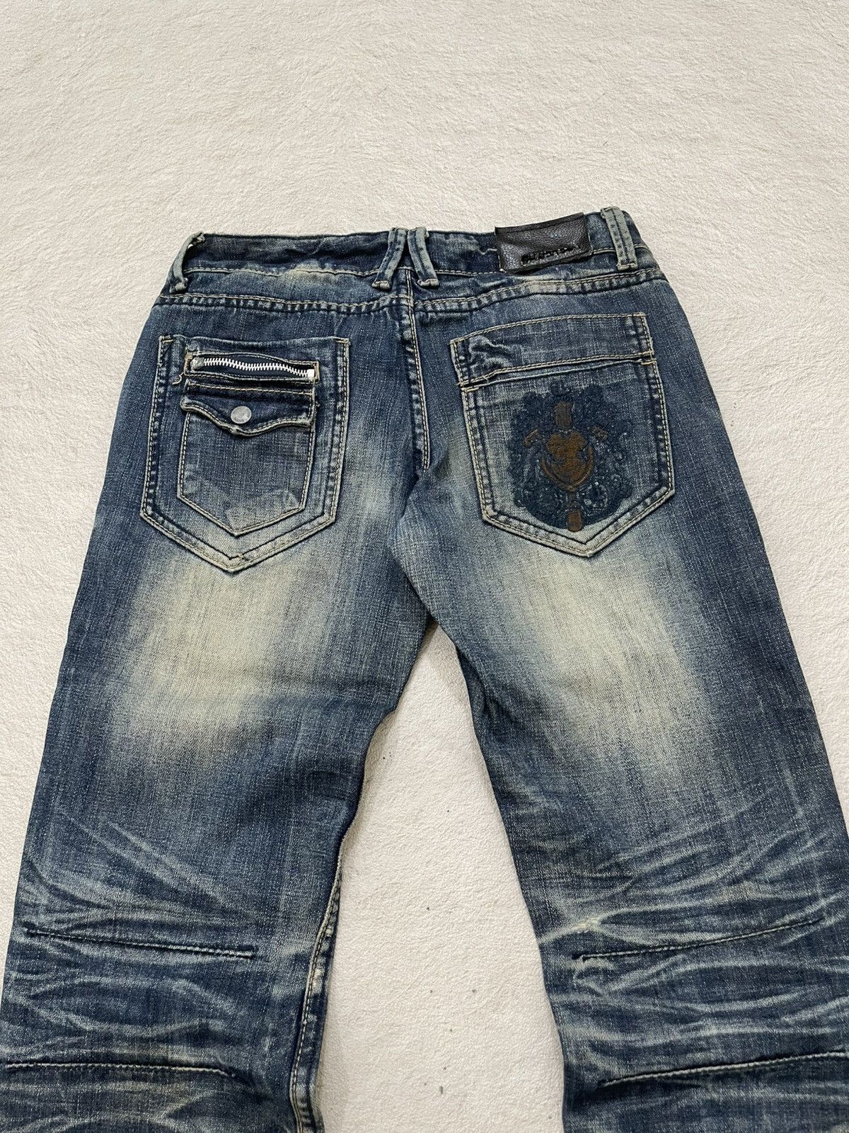 Japanese Brand 2000s Number Nine Denim Embroidered Heavy Fading Jeans Y2K Size US 27 - 8 Thumbnail