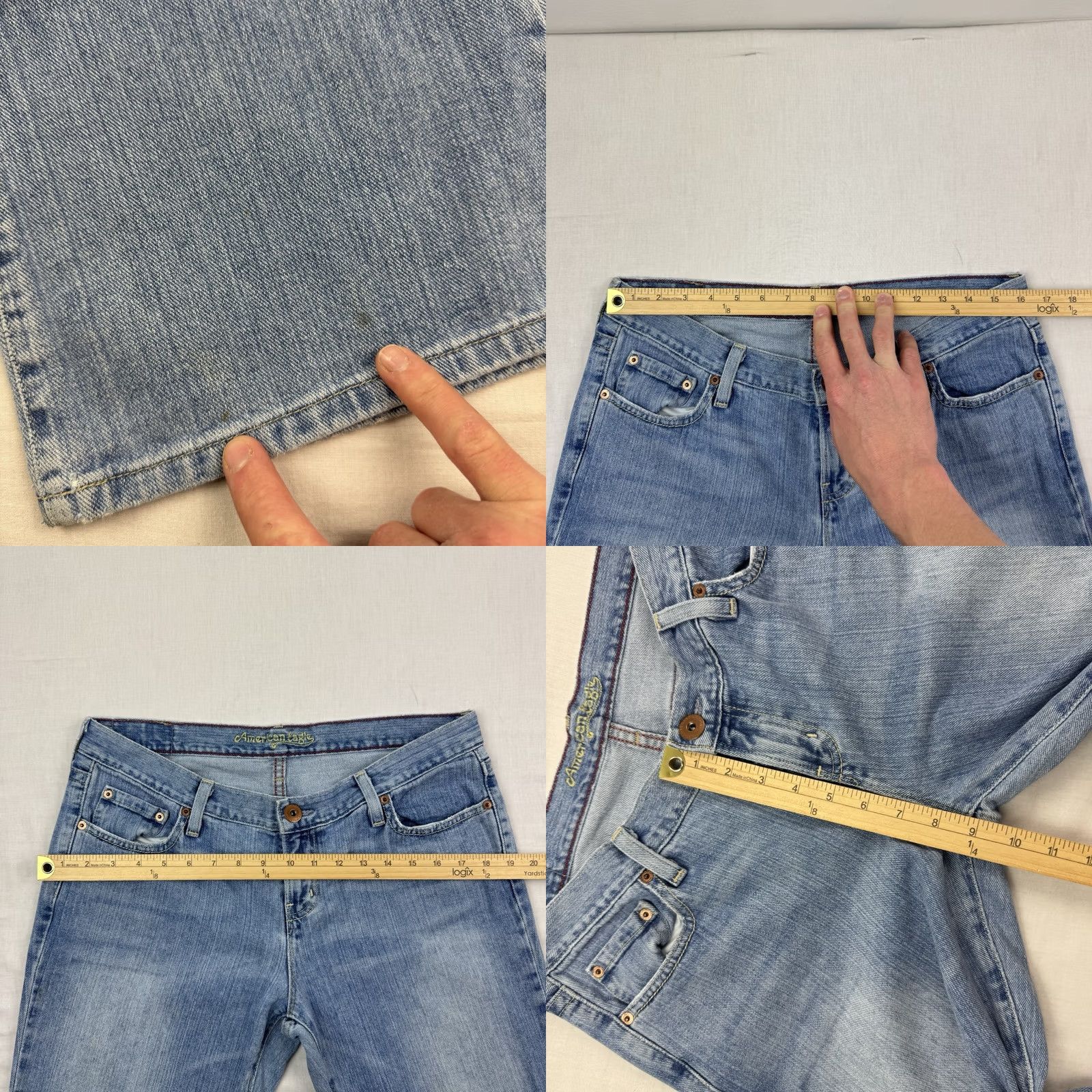 American Eagle Outfitters VINTAGE American Eagle Jeans Womens 12 Reg Hipster Fit Low Waist Flare Y2K 90s Blue Size 34" / US 12 / IT 48 - 8 Thumbnail