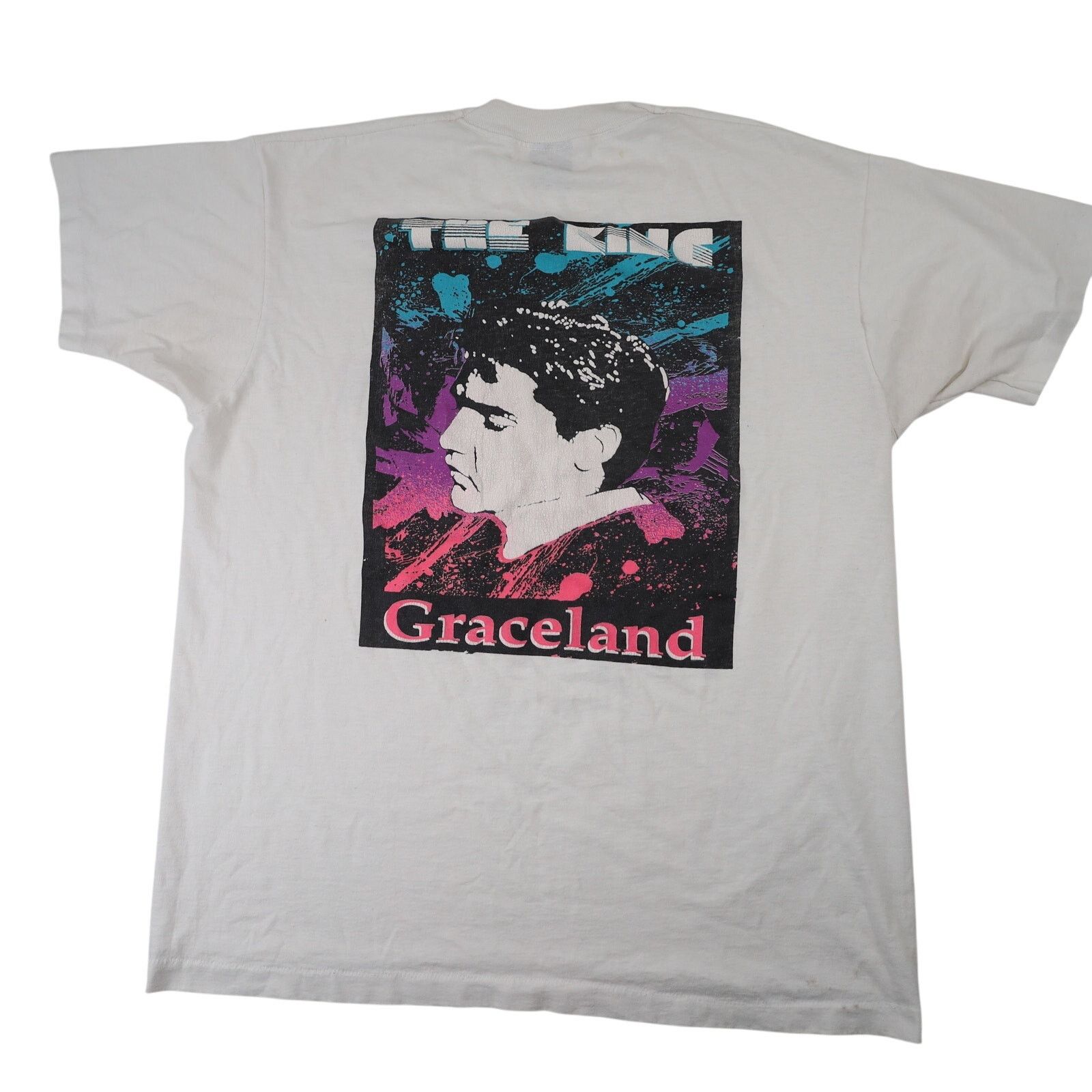 Band Tees × Vintage VTG 90s Elvis Presley The King Graceland Art Graphic T Shirt Size US XL / EU 56 / 4 - 1 Thumbnail