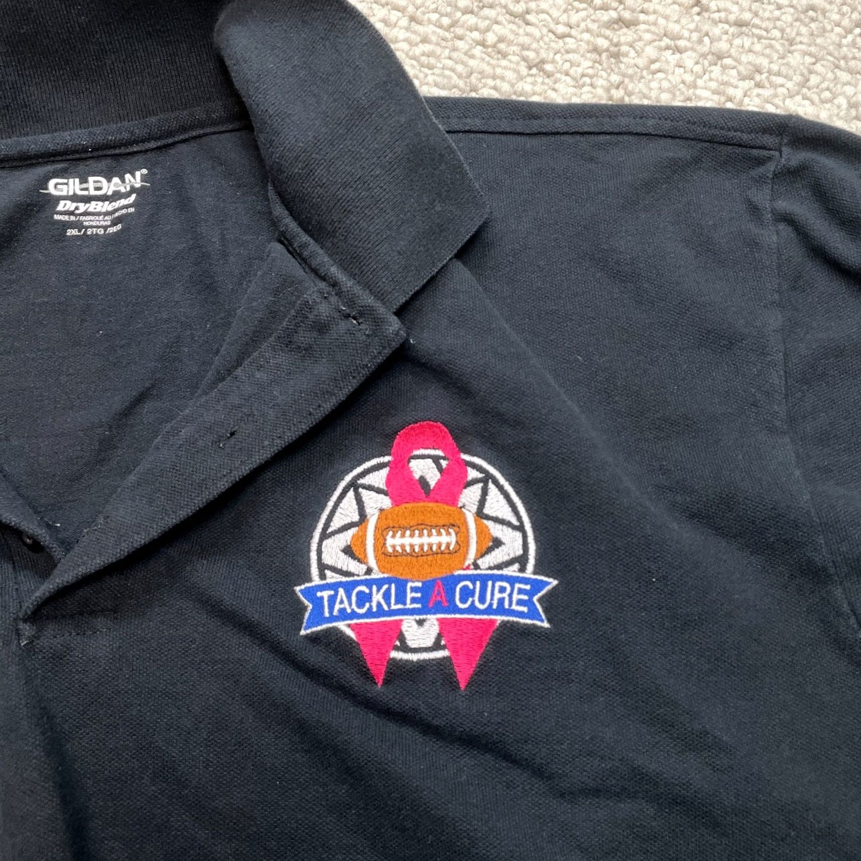 Gildan Gildan Dry Blend Polo Shirt Mens 2XL Black Tackle a Cure Golf Logo Size US XXL / EU 58 / 5 - 3 Thumbnail