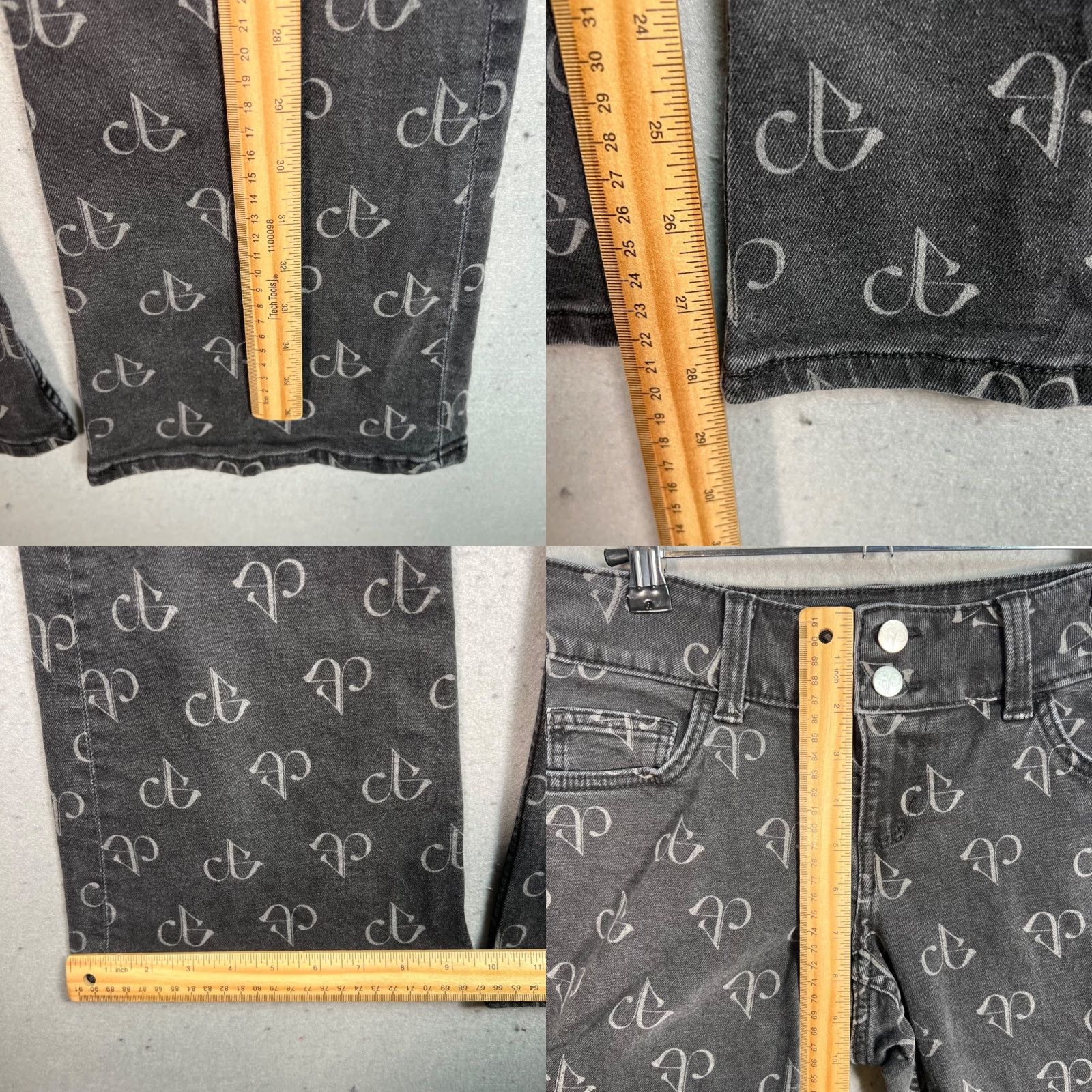 H&M H&M Divided Blackpink Womens Size 6 Print Flared Jeans Gray Cotton Denim Size 28" / US 6 / IT 42 - 8 Thumbnail