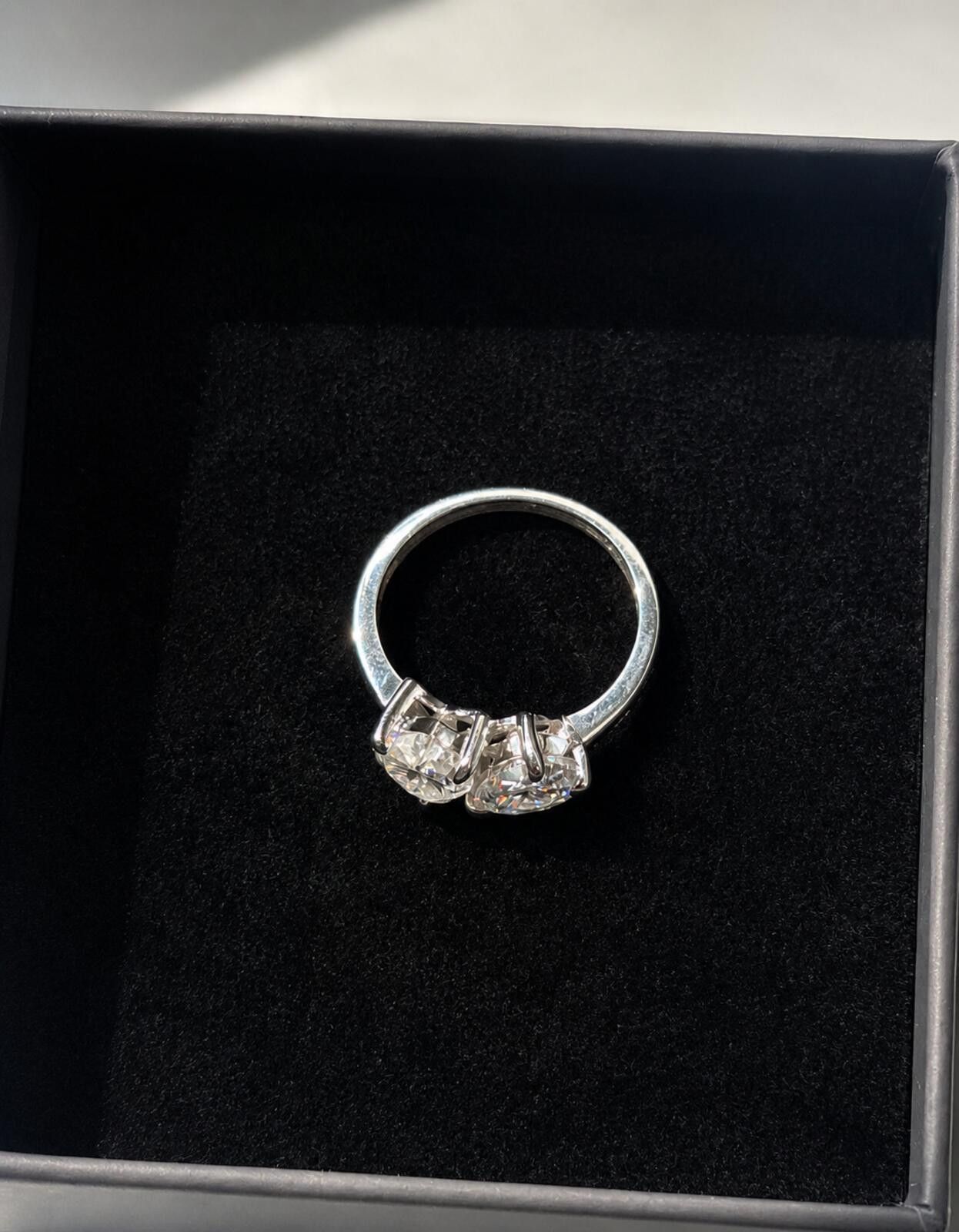 Other 2.4ct TCW moissanite toi-et-moi ring platinum overlay Size ONE SIZE - 9 Thumbnail