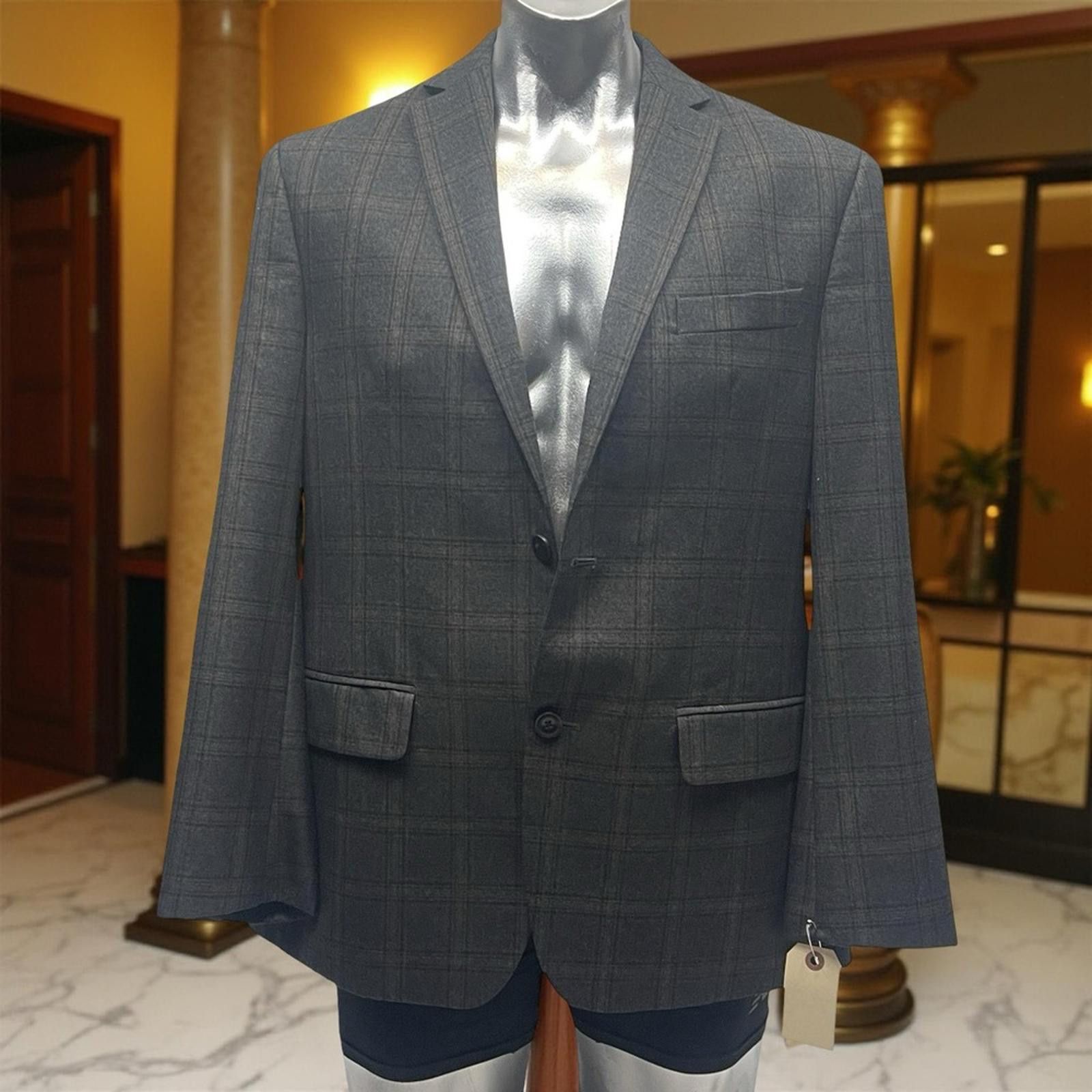 Michael Kors Michael Kors Men's Gray Checkered Blazer - size 40R Size 40R - 1 Thumbnail