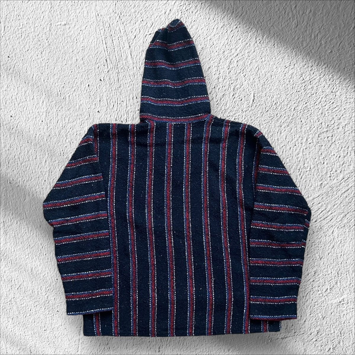 Vintage Vintage Mexican Baja Striped Drug Rug Hoodie Navy Red Large Size US L / EU 52-54 / 3 - 2 Thumbnail