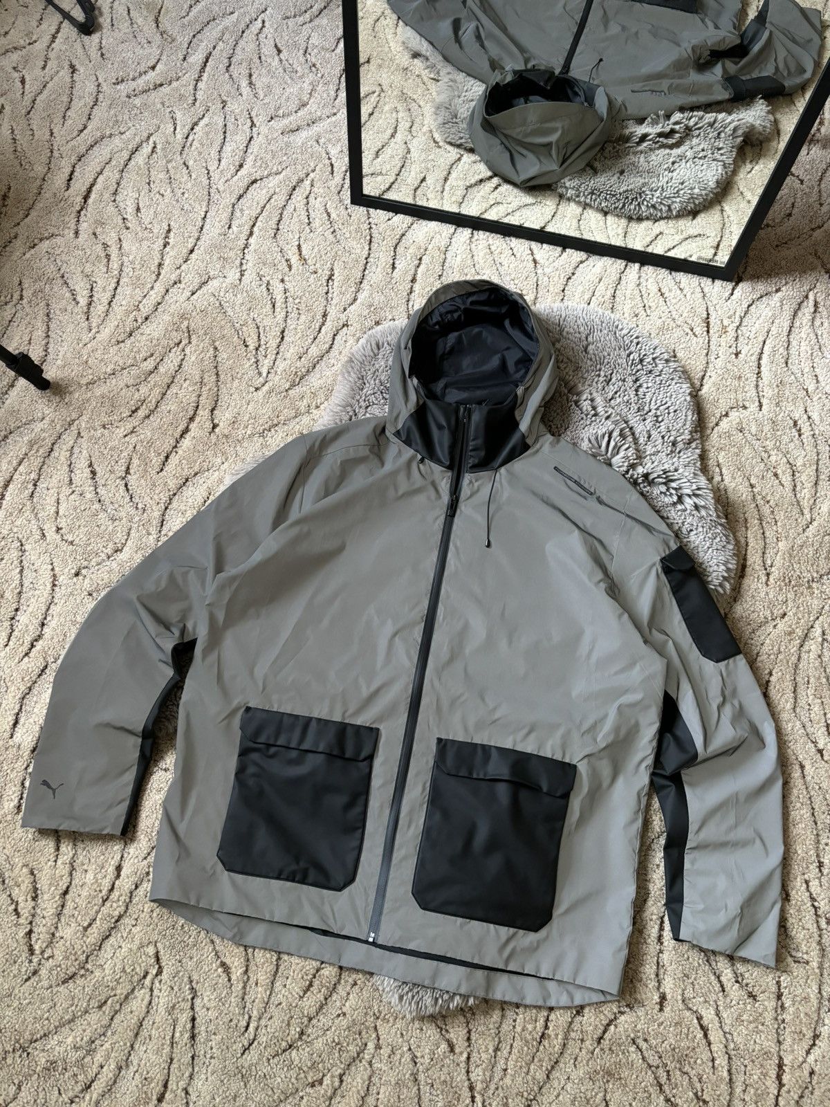 image of Porsche Design Jacket Rct Men’S Reflective in Grey, Men's (Size 2XL)