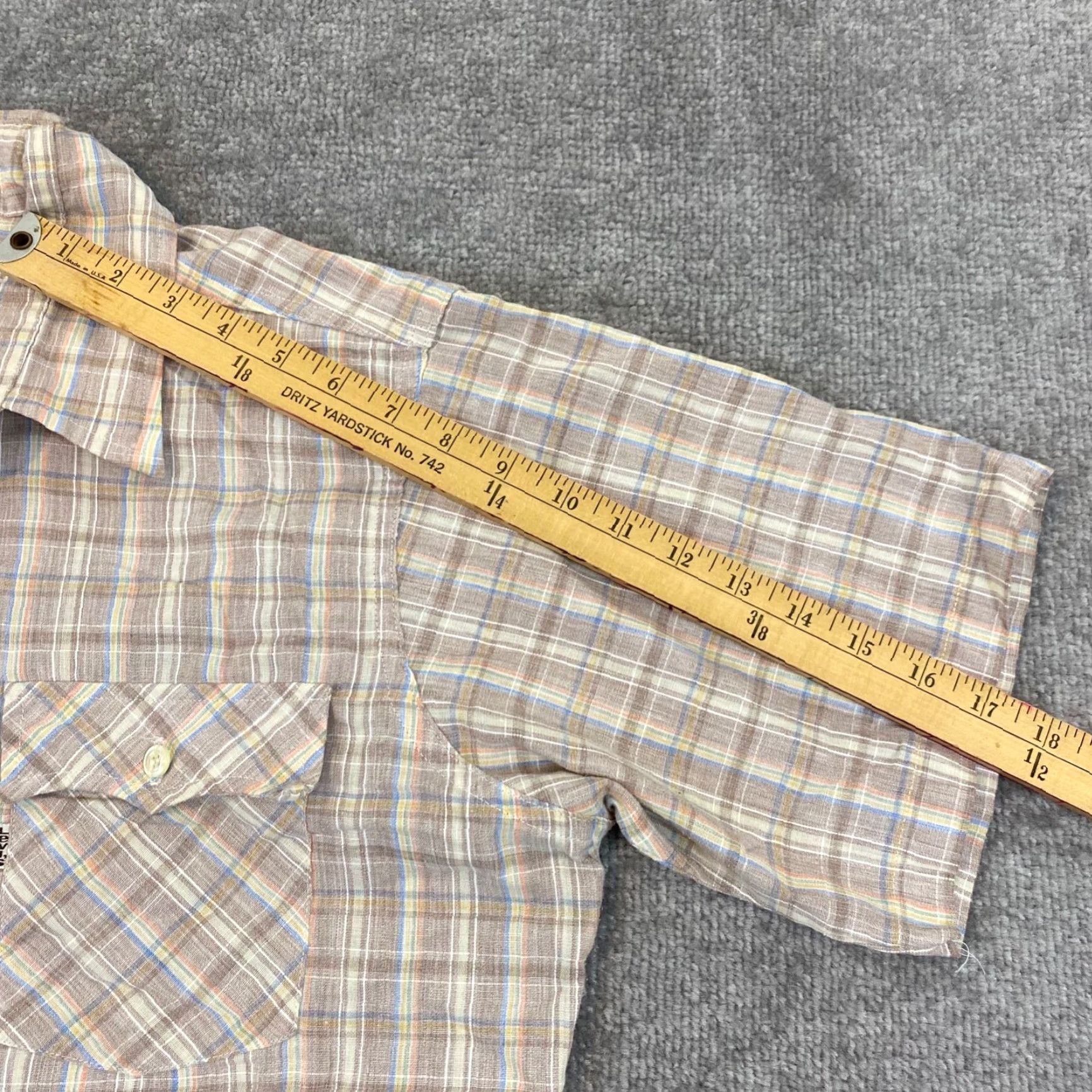 Levi's VINTAGE LEVI'S Shirt Mens XL Blue Brown Plaid Button Up Western Top USA Made S/S Size US XL / EU 56 / 4 - 6 Thumbnail