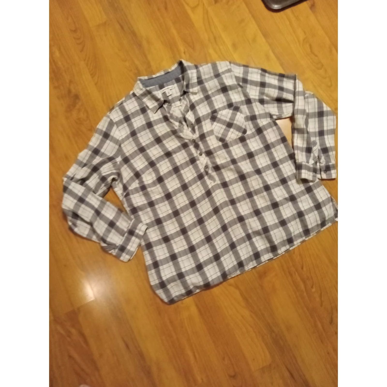 Croft & Barrow VINTAGE Croft & Barrow XL 42" Chest Long Sleeve Women's Top Gray & White Size XL / US 12-14 / IT 48-50 - 3 Thumbnail