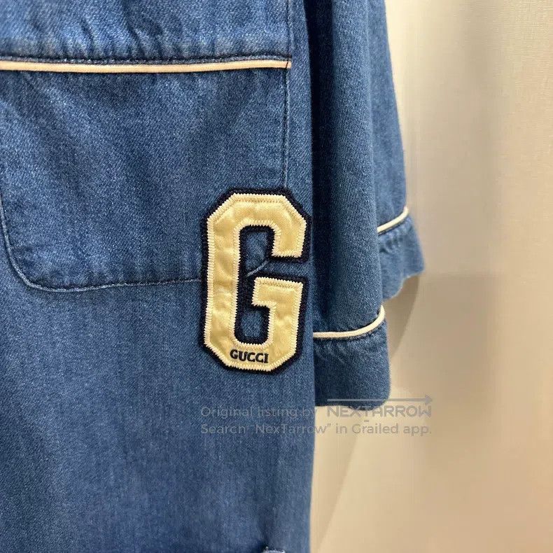 Gucci Gucci Letter embroidered denim short-sleeved shirt Size US M / EU 48-50 / 2 - 6 Thumbnail