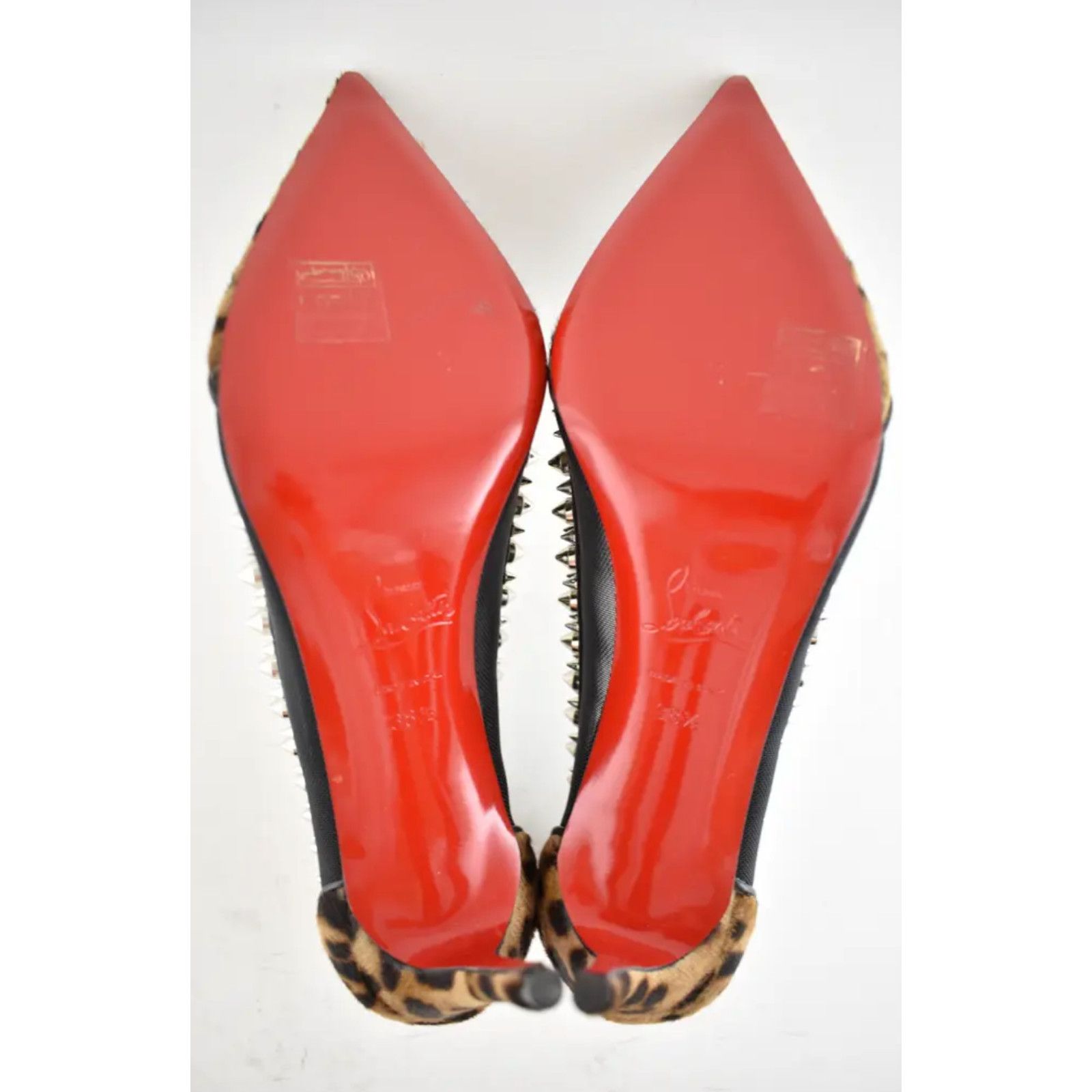 Christian Louboutin Galativi Spikes 85 Black Leopard Mesh Pointed Heel Pump 37 Size US 7 / IT 37 - 12 Thumbnail