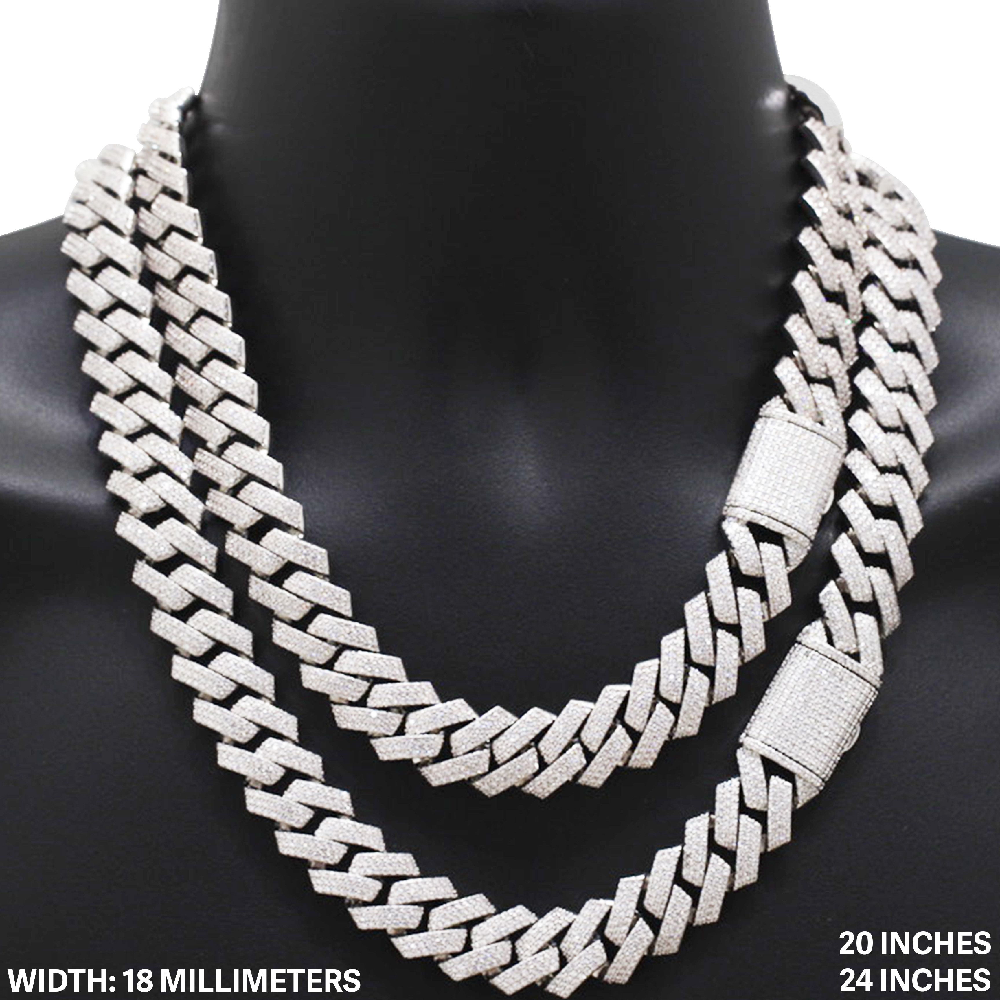 Other 14k White Gold Plated AAA CZ 18mm Cuban Chain Necklace 24” Size ONE SIZE - 1 Thumbnail