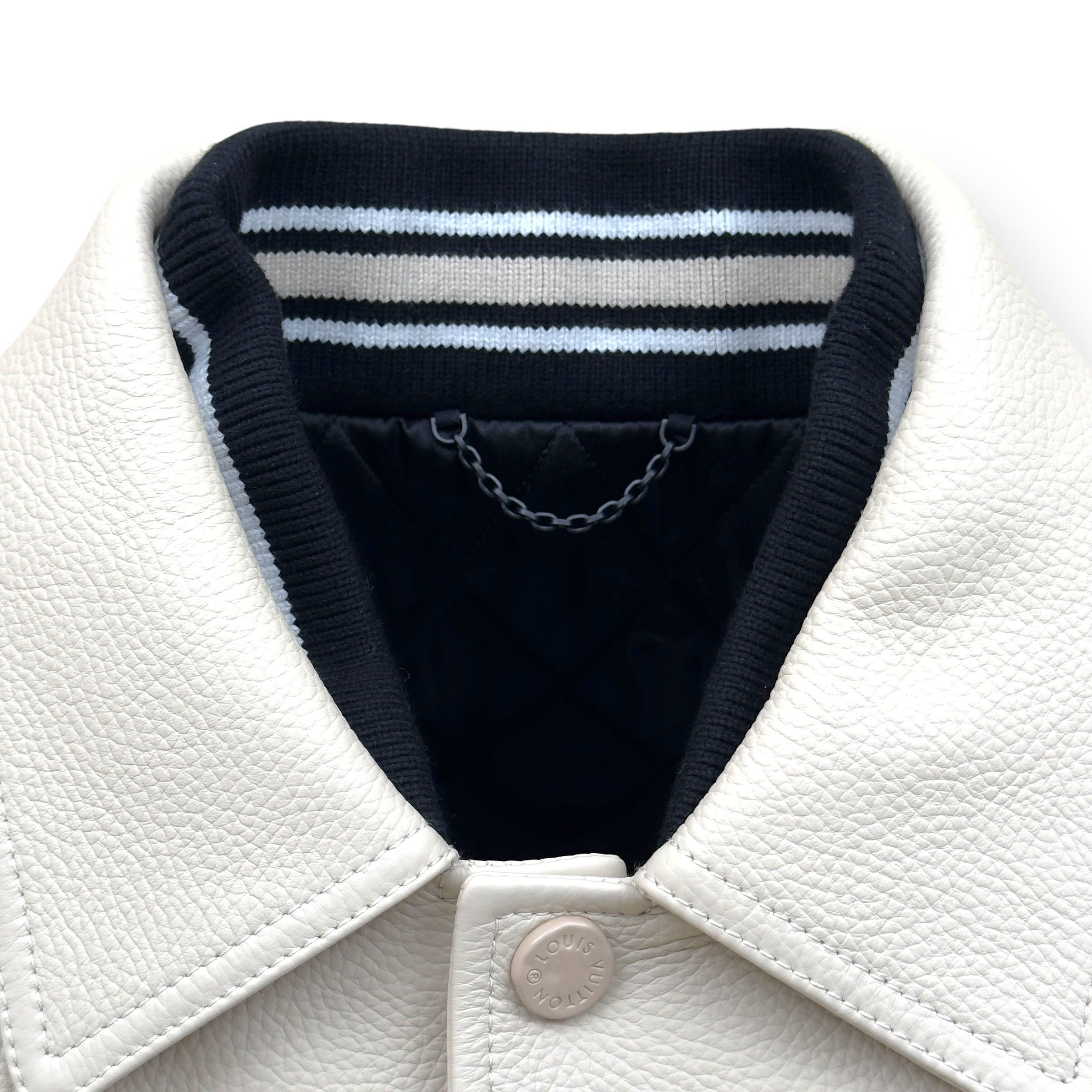 Louis Vuitton LOUIS VUITTON LEATHER / NYLON JACKET CREAM / NAVY 50 / L Size US L / EU 52-54 / 3 - 8 Thumbnail
