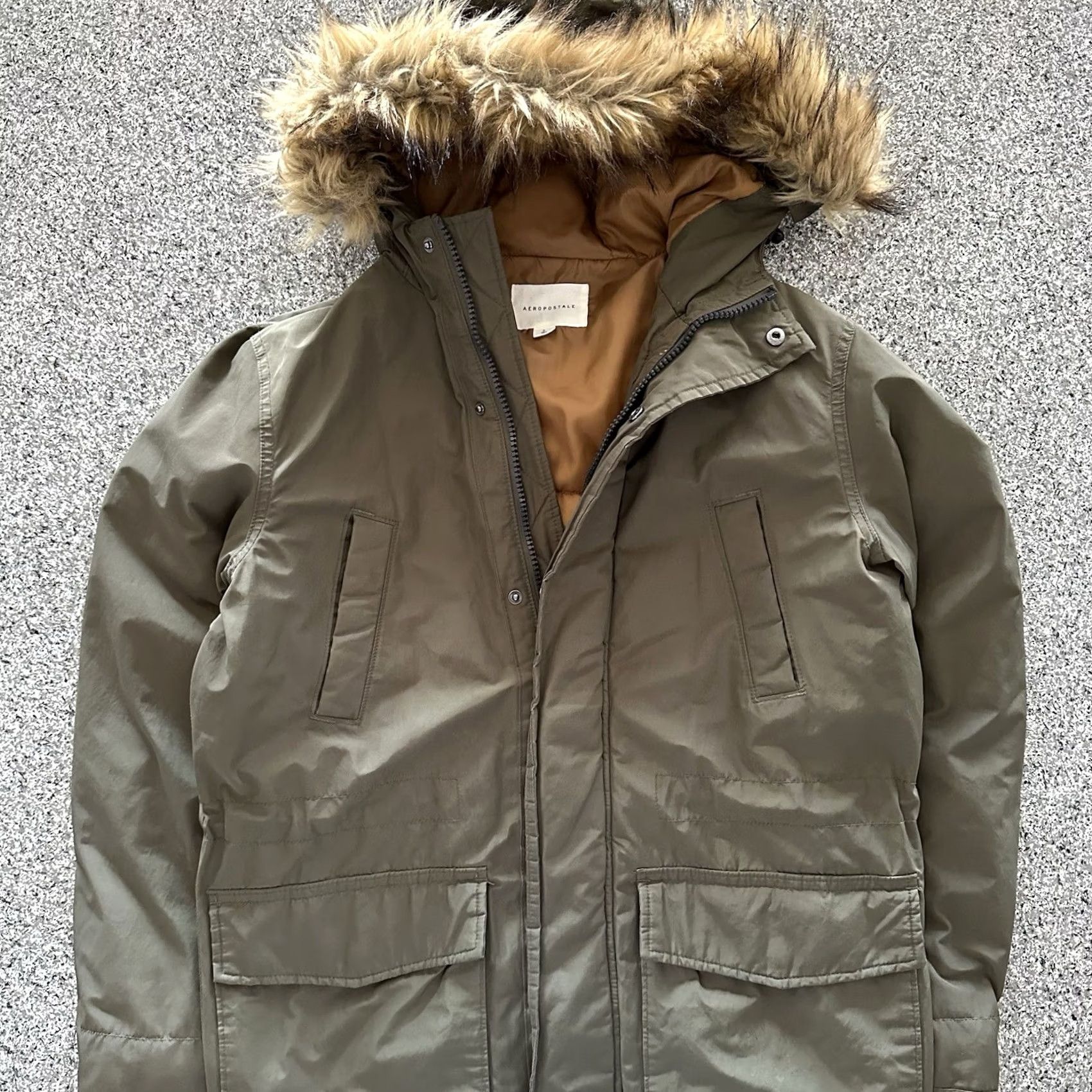 Aeropostale AeroPostale Jacket Womens S Military Green Parka Faux Fur Trim Winter Coat Size S / US 4 / IT 40 - 2 Thumbnail