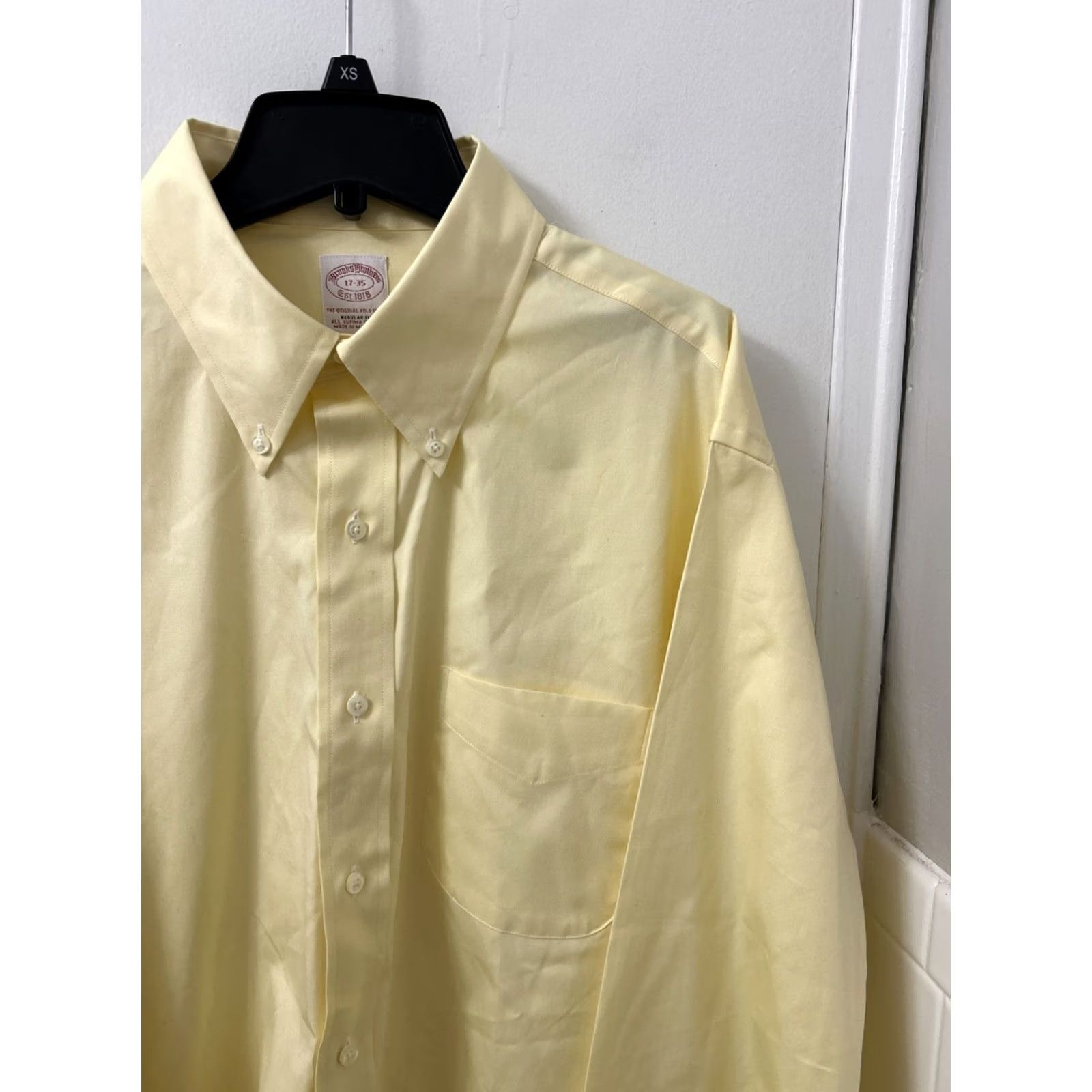 Brooks Brothers Brooks Brothers Original Polo Shirt Mens 17 Yellow Oxford Supima Button Up L/S Dress Shirt Size US XL / EU 56 / 4 - 4 Thumbnail