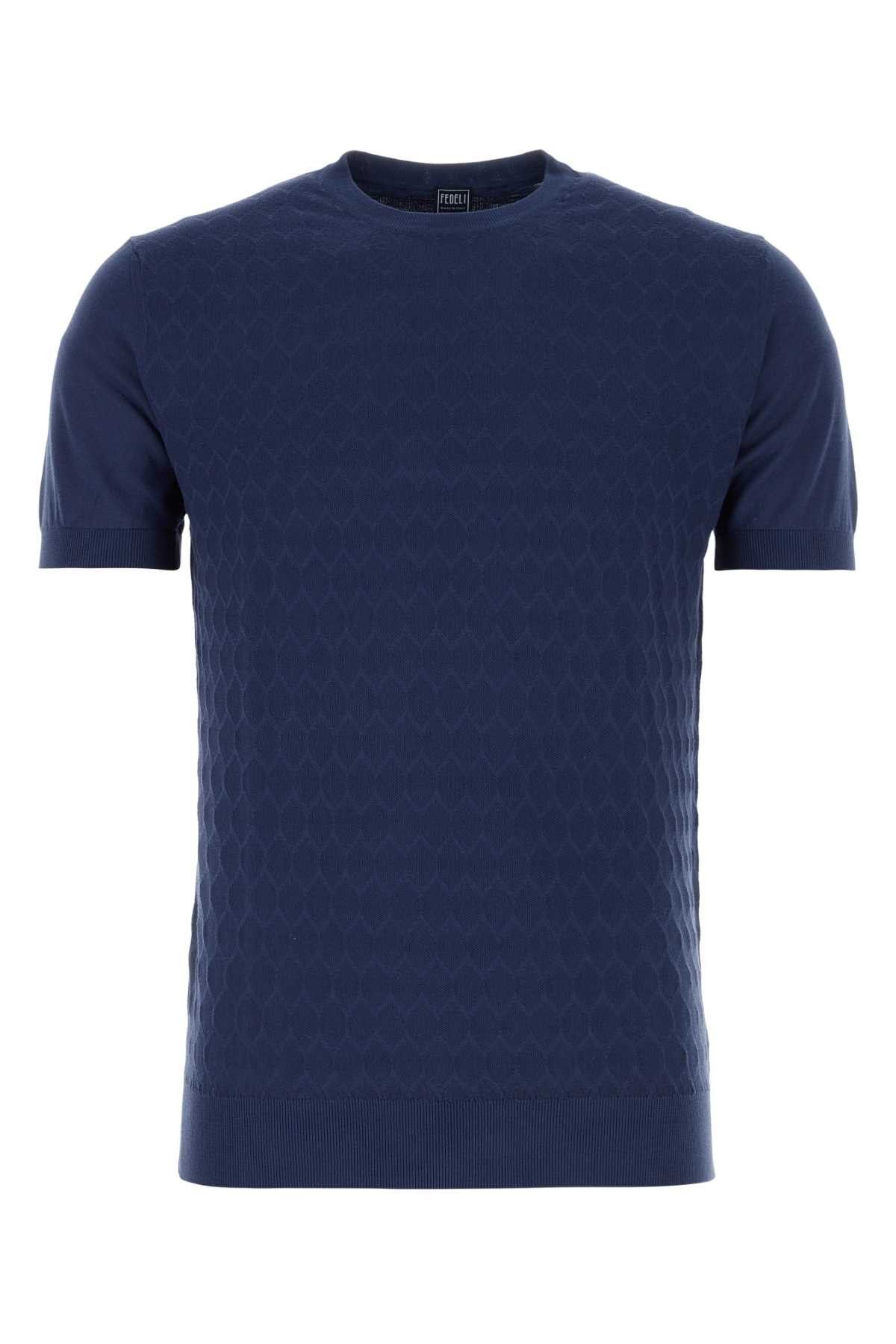image of Fedeli Blue Cotton Sweater, Men's (Size Medium)