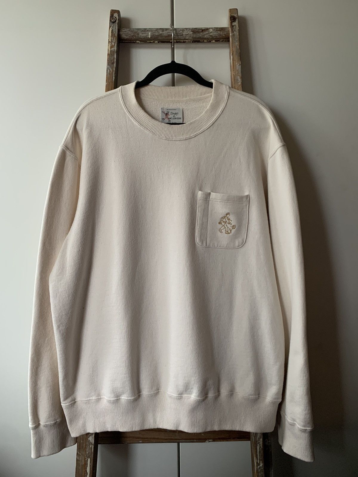 image of Aime Leon Dore X Drake’S Utility Pocket Sweatshirt in Cream, Men's (Size 2XL)