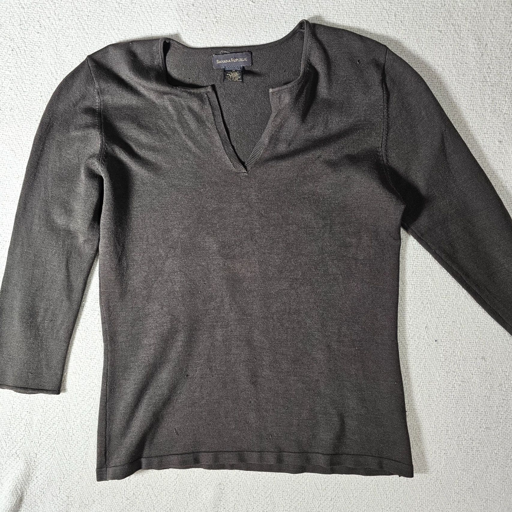 Banana Republic Banana Republic Women's Tunic Blouse Size M 3/4 Sleeve V-Neck Silk Blend Gray Brown Size M / US 6-8 / IT 42-44 - 7 Thumbnail