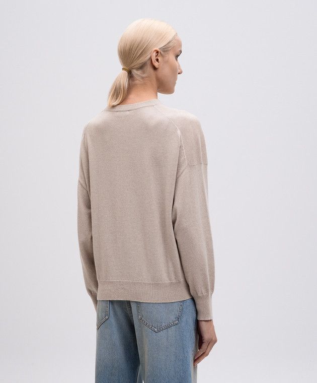 Brunello Cucinelli o1y0725 Cashmere Blend Sweater in Beige Size M / US 6-8 / IT 42-44 - 4 Thumbnail