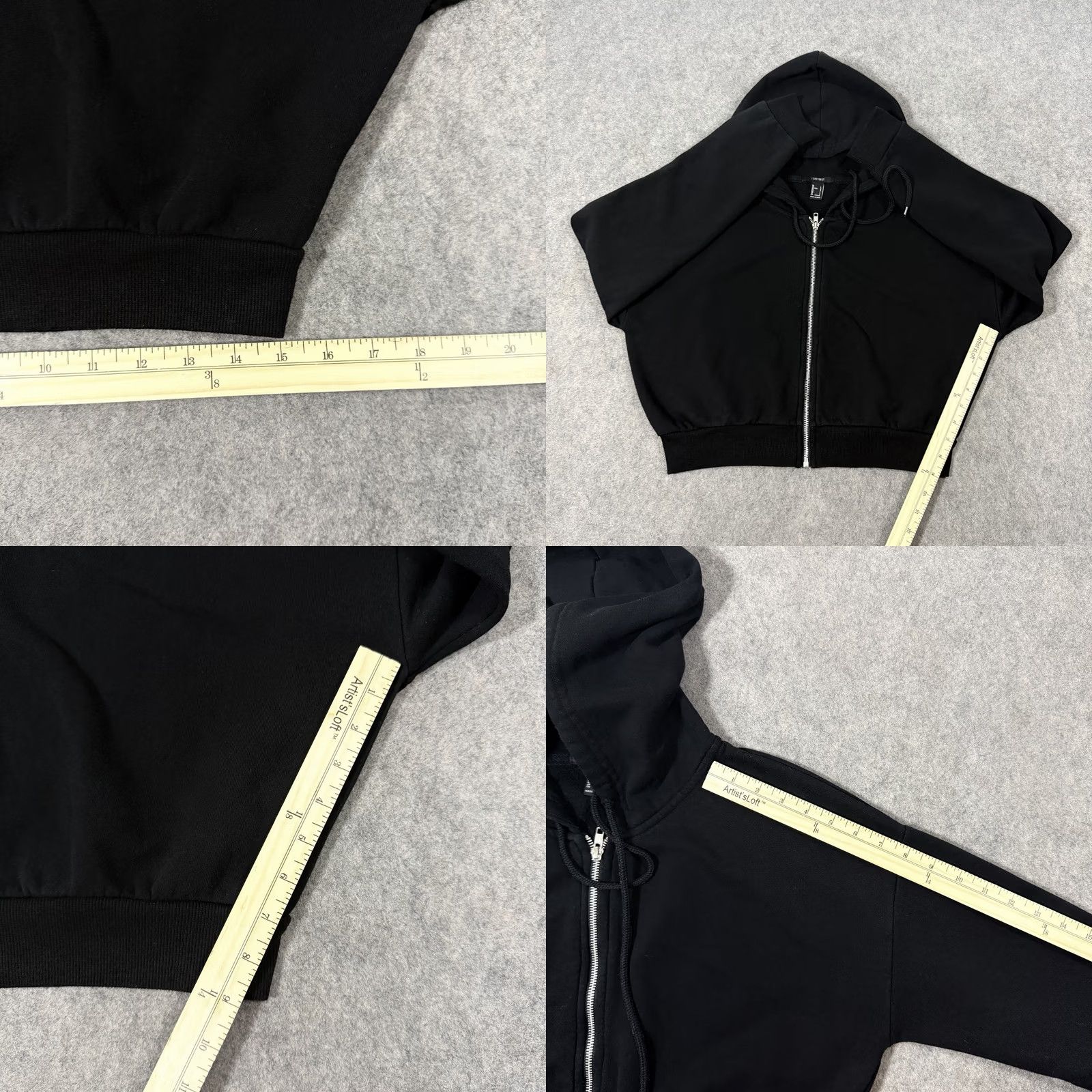 Forever 21 FOREVER 21 Hooded Full Zip Cropped Long Sleeve Jacket Women's L Black Size L / US 10 / IT 46 - 9 Thumbnail