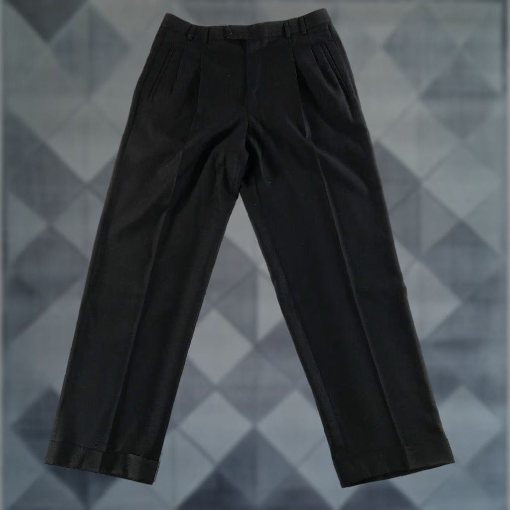 Zanella Mens Pants 34 Dark Gray Wool Pleated Straight Leg Cuffed Chino Department