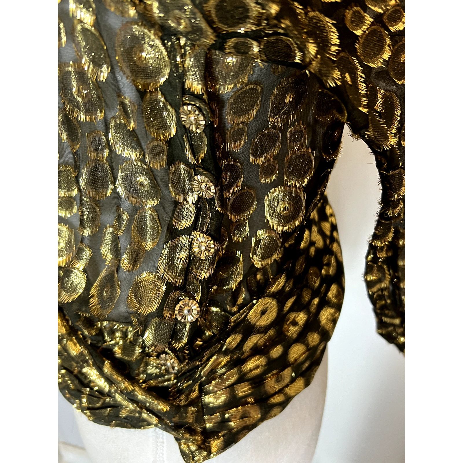 MILLY Milly New York Metallic Gold and black blouse Sz 4 Y2K S Size S / US 4 / IT 40 - 3 Thumbnail