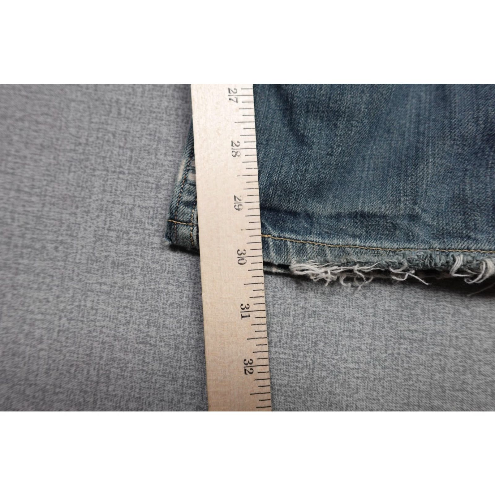 Levi's Levi's Jeans Mens 34x30 Blue Distressed Straight Leg Denim Red Tab 5-Pocket Zipper Zip Fly Mid Rise Regular Fit Boys/Adults? Size US 34 / EU 50 - 6 Thumbnail