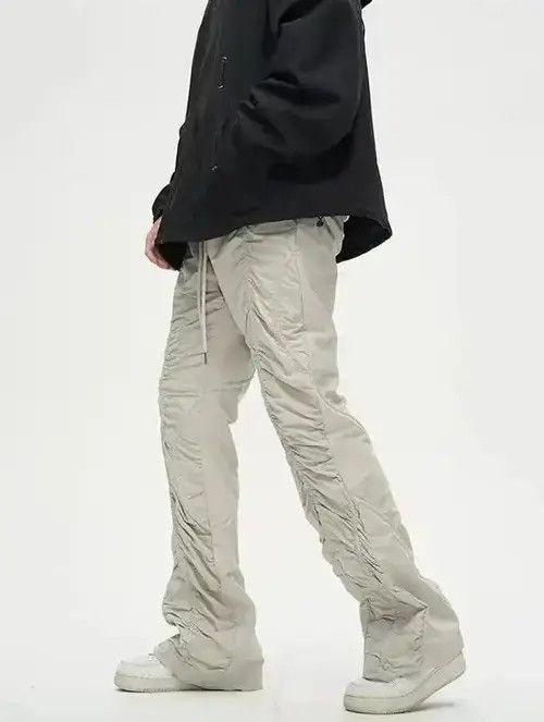 Japanese Brand Beige Stack Plated Wide Flared Sweatpants Size US 32 / EU 48 - 2 Thumbnail