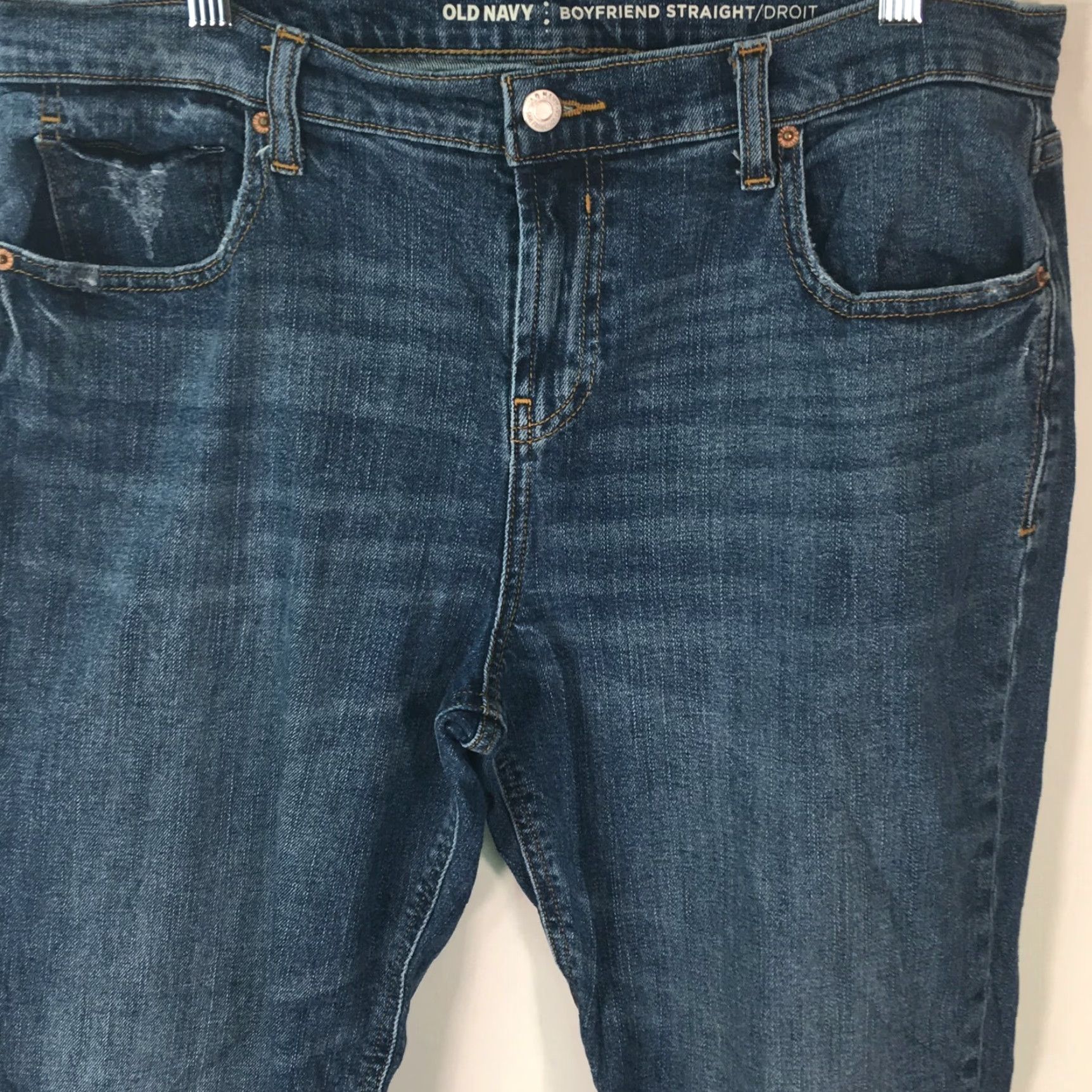 Old Navy VINTAGE Old Navy Denim Jeans Womens 12 Straight Fit Distressed Mid Rise Blue 26 Inch Inseam Size 34" / US 12 / IT 48 - 3 Thumbnail